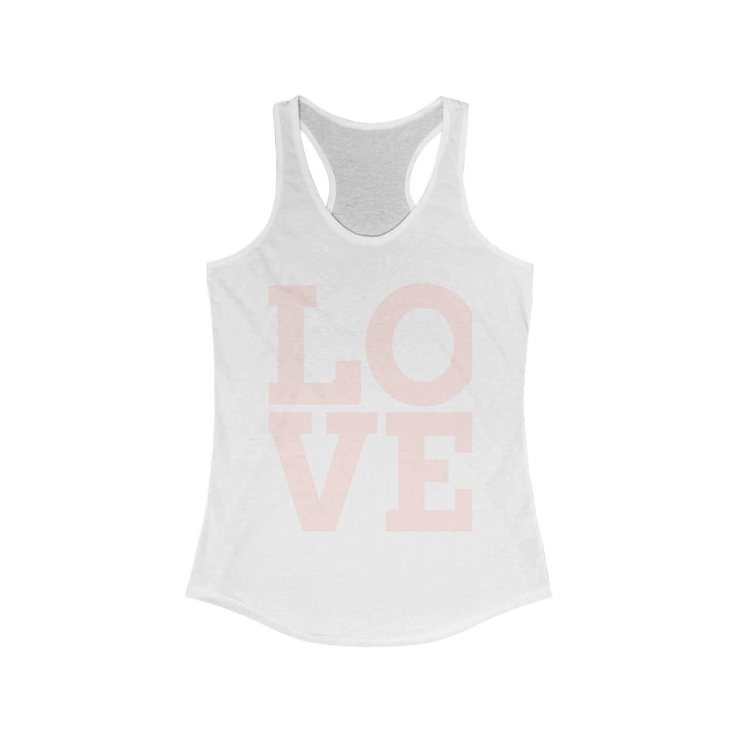 LOVE Graphic Racerback Tank Top, Summer Workout Tee, Valentine's Day Gift, Casual Women's Shirt, Motivational Exercise Top Printify
