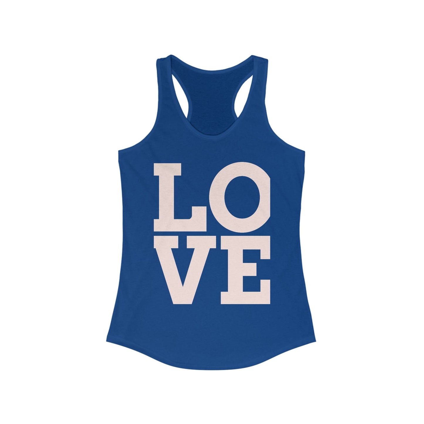 LOVE Graphic Racerback Tank Top, Summer Workout Tee, Valentine's Day Gift, Casual Women's Shirt, Motivational Exercise Top Printify