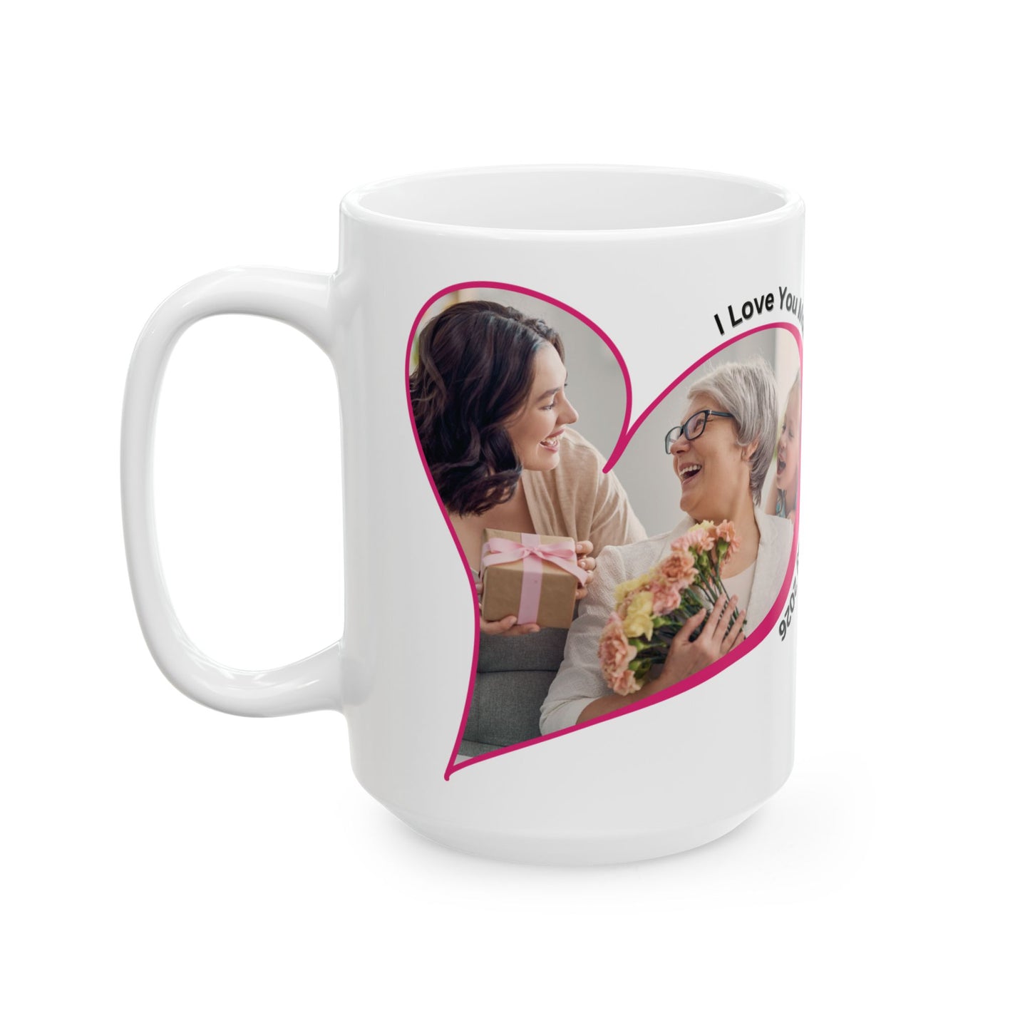 Personalized Mothers Day Mug Custom Photo Heart Coffee Cup With Name and Date Keepsake Gift 11oz 15oz