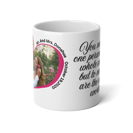 Personalized Photo Heart Mug Custom Quote Name Jumbo Coffee Cup Wedding Anniversary Gift First Mothers Day Keepsake 20oz