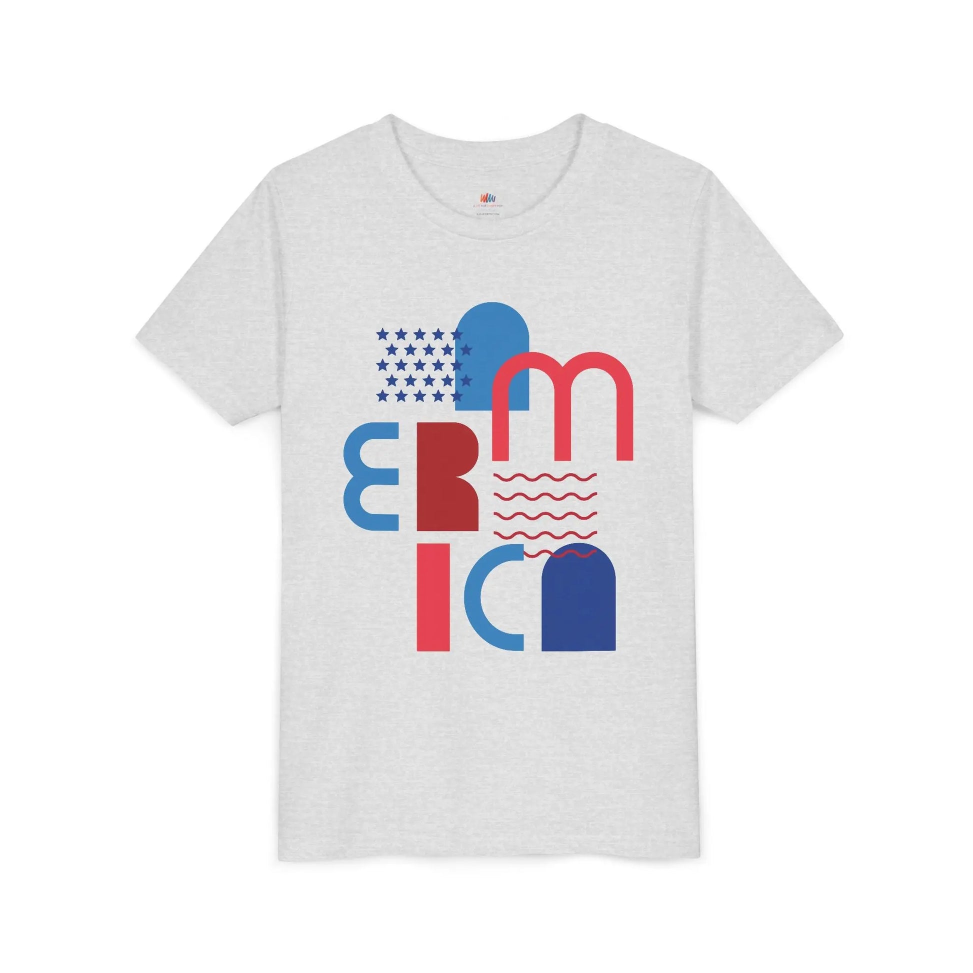 Youth Americana Short Sleeve Tee, Summer Fun Shirt, Patriotic Kids Top, Gift for Independence Day, Red White Blue Tee Printify
