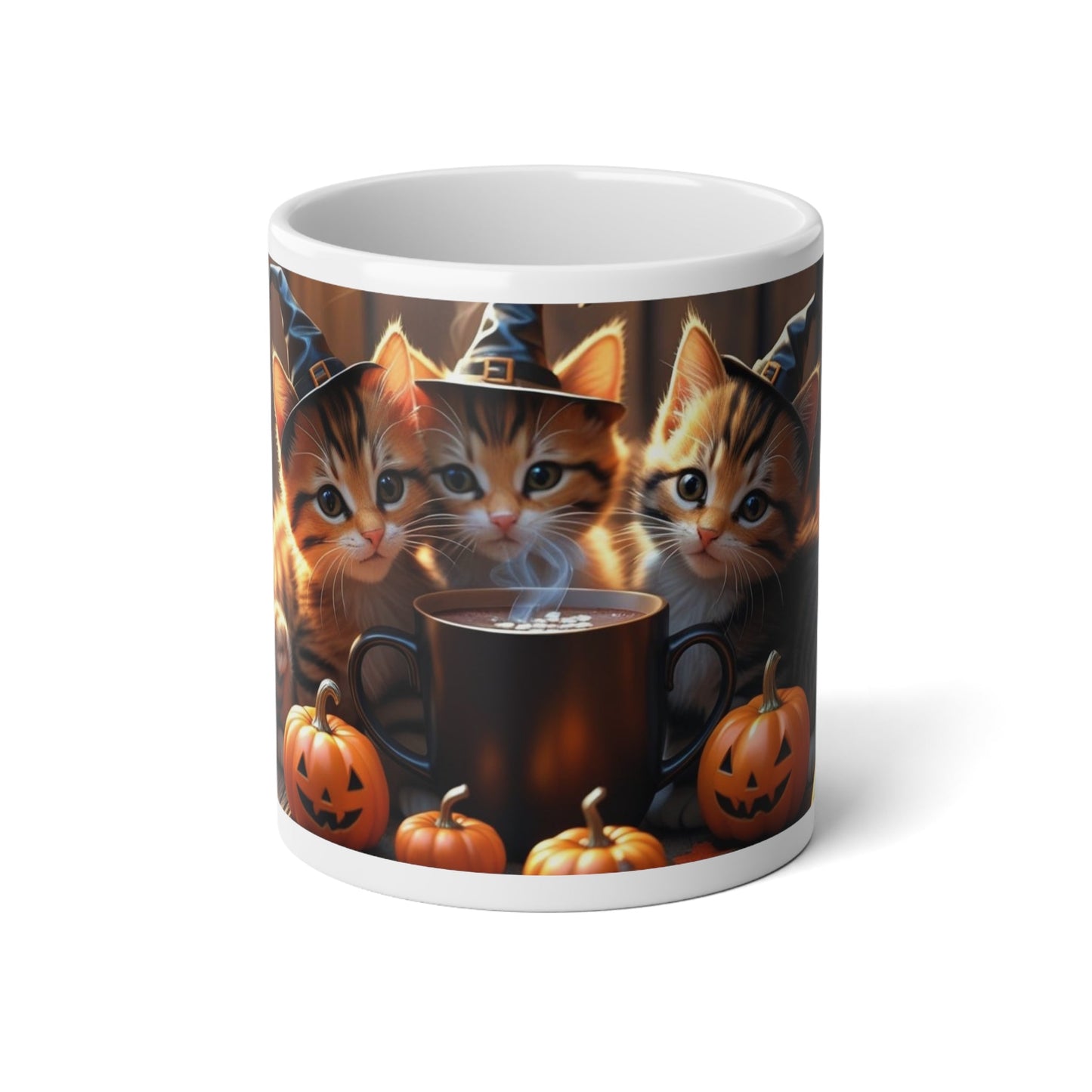 Halloween Cat Jumbo Mug, 20oz - Cute Kittens, Pumpkin Decor, Fall Coffee Cup, Spooky Gifts for Cat Lovers, Fall Home Decor, Holiday Mug Printify