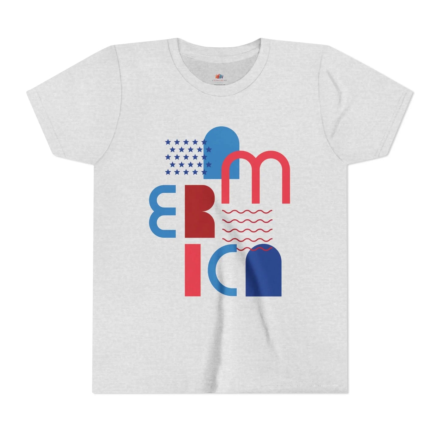 Youth Americana Short Sleeve Tee, Summer Fun Shirt, Patriotic Kids Top, Gift for Independence Day, Red White Blue Tee Printify