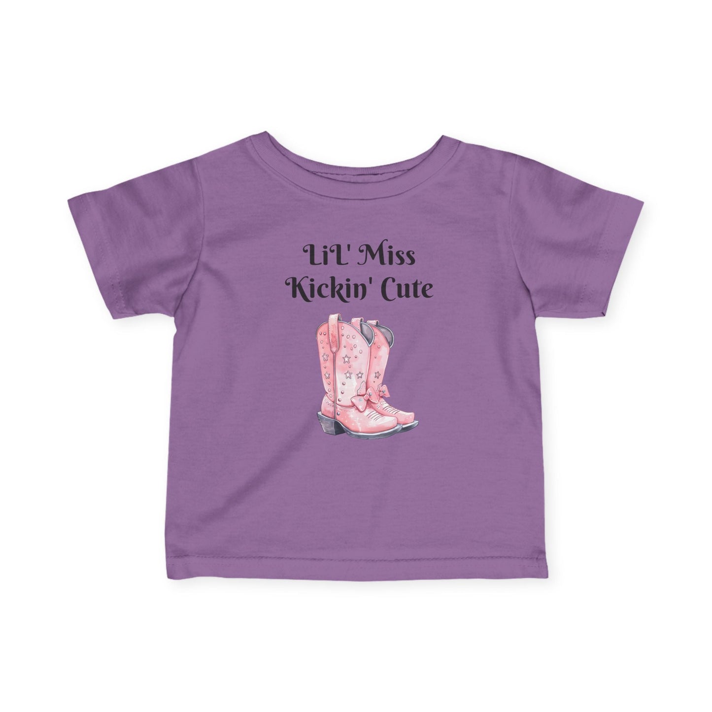 Lil' Miss Kickin' Cute Infant Tee, Baby Shirt, Toddler Clothing, Western Theme Outfit, Cute Baby Gift, Birthday Present Printify