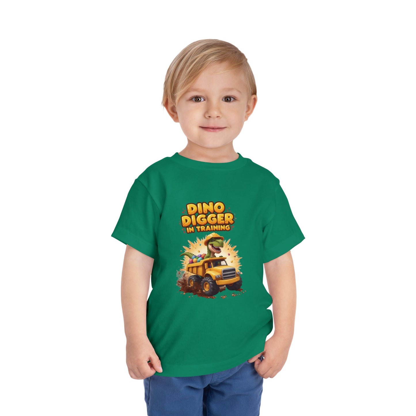 Dino Digger Toddler Tee - Fun Dino Excavator T-Shirt, Kids Gift, Birthday Outfit, Playwear, Cute Dinosaur Apparel