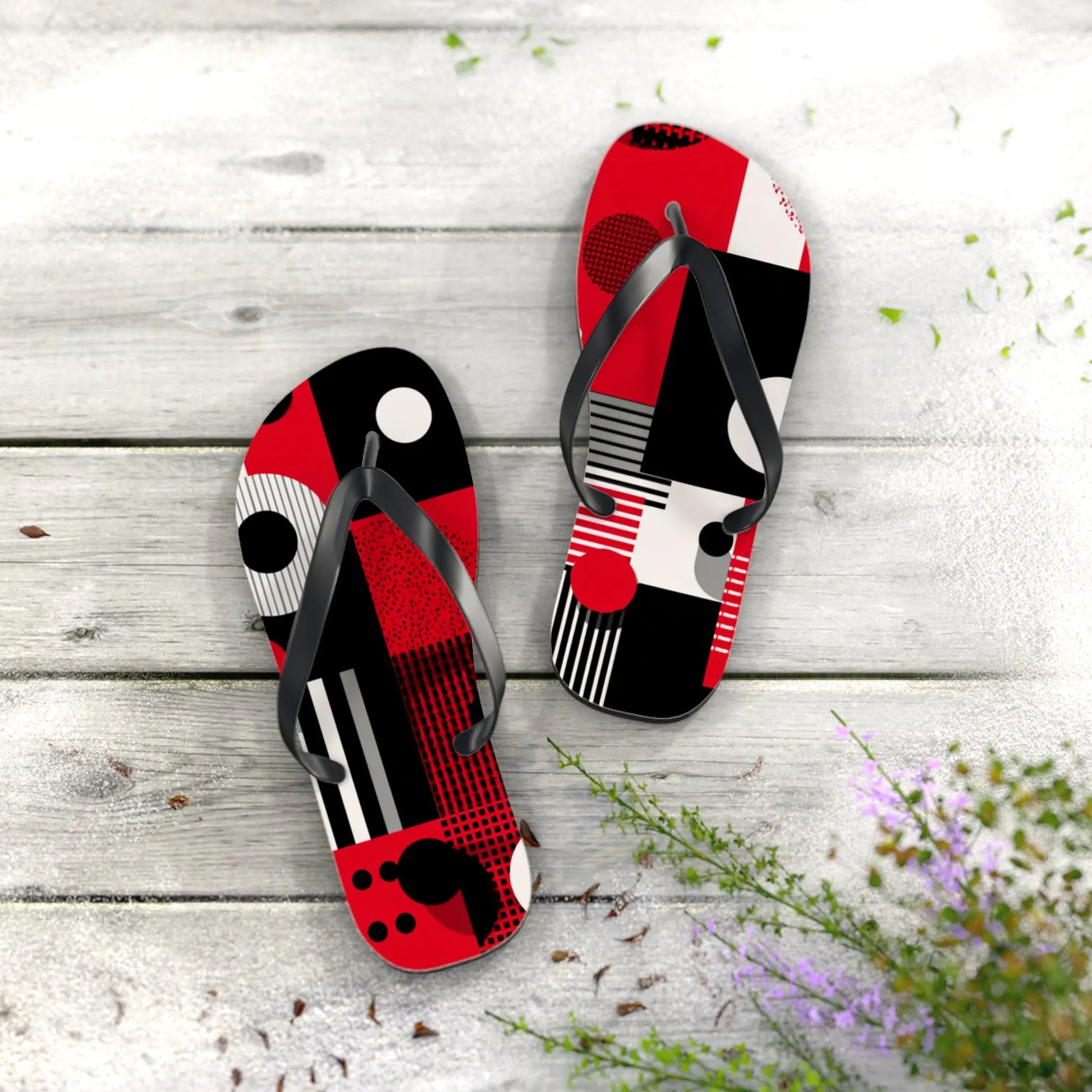 Flip Flops Ladybug Color inspired Geometric Patterns Printify
