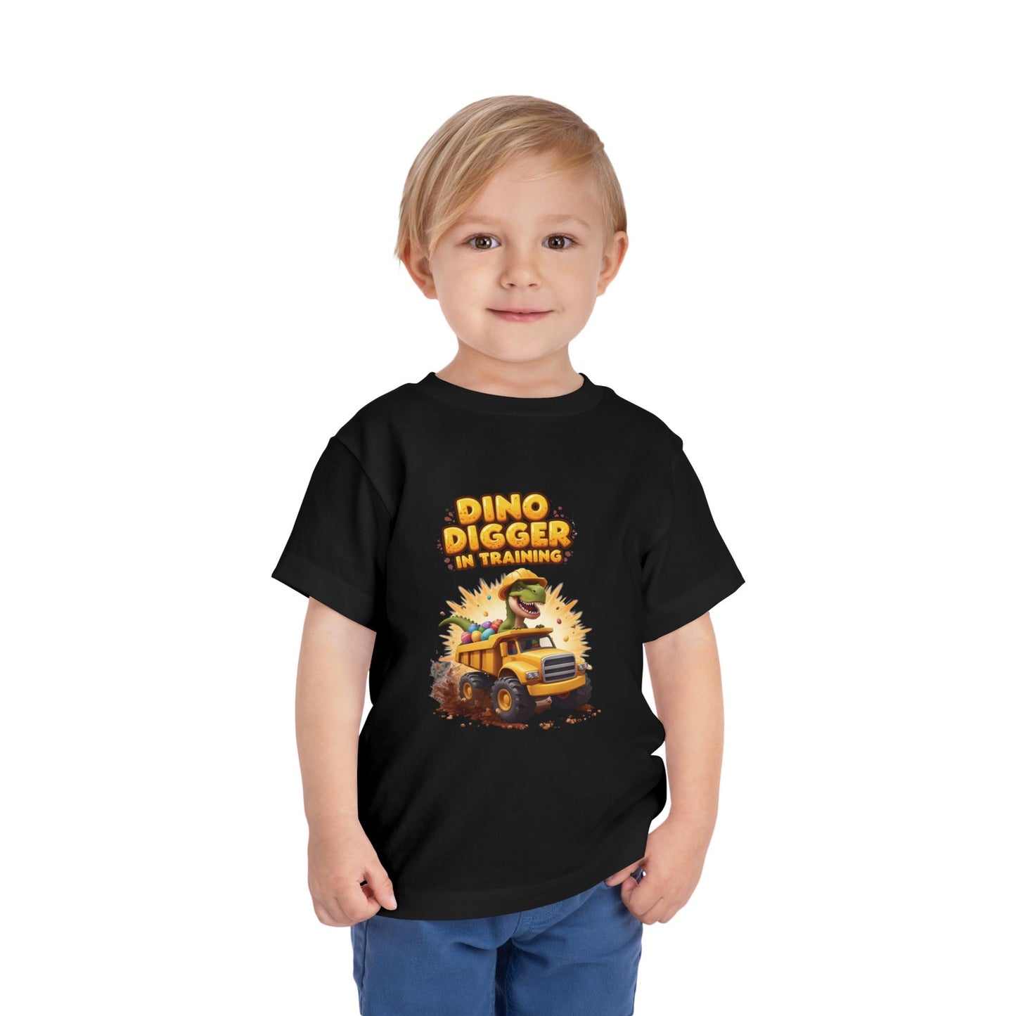 Dino Digger Toddler Tee - Fun Dino Excavator T-Shirt, Kids Gift, Birthday Outfit, Playwear, Cute Dinosaur Apparel