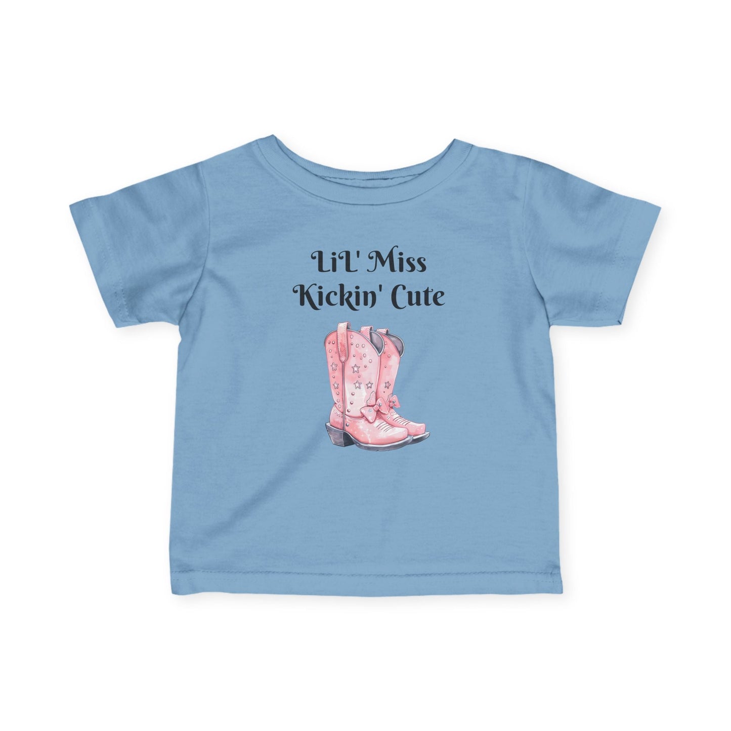 Lil' Miss Kickin' Cute Infant Tee, Baby Shirt, Toddler Clothing, Western Theme Outfit, Cute Baby Gift, Birthday Present Printify
