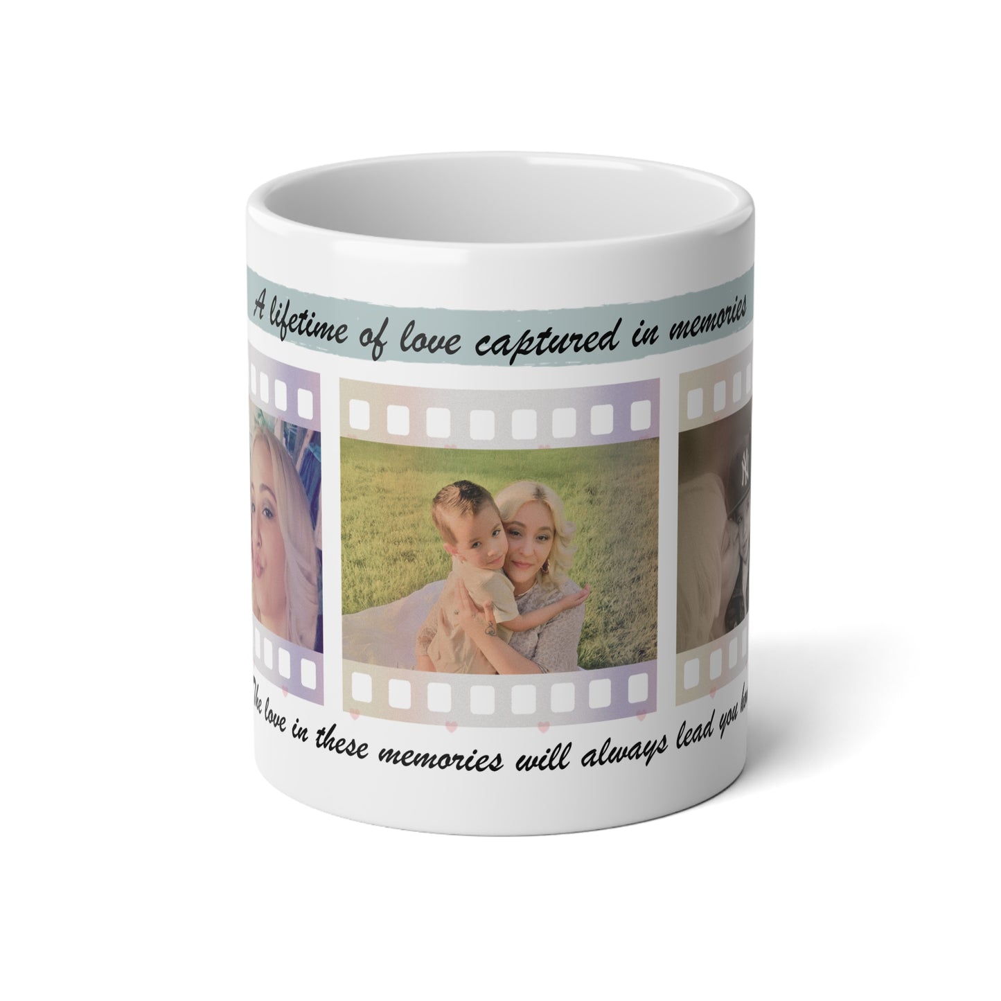 Personalized Memory Mug, 20oz Photo Jumbo Mug, Custom Family Picture Cup, Gift for Mom, Keepsake Coffee Mug