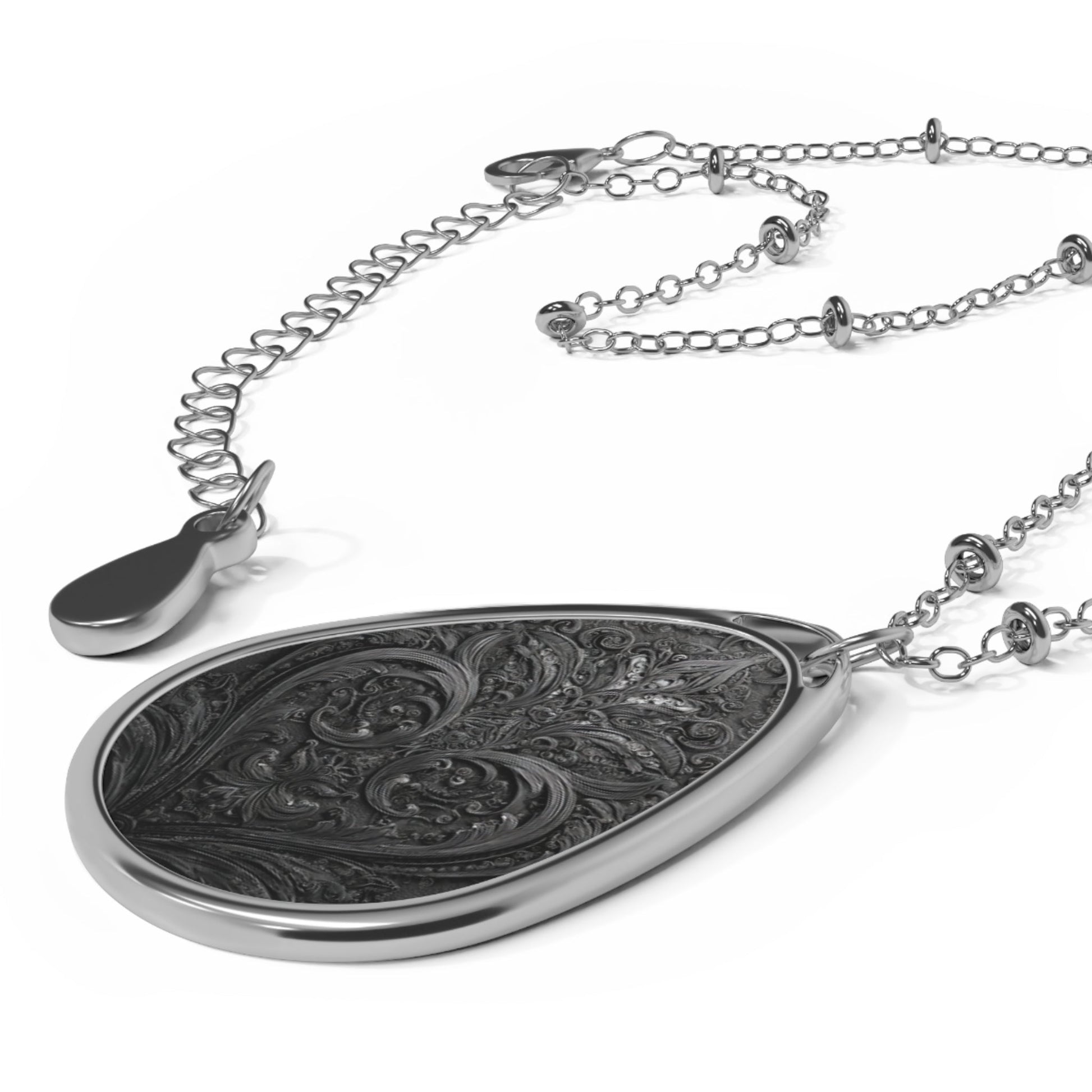 Necklace - Elegant Vintage Heart Laces Design Printify