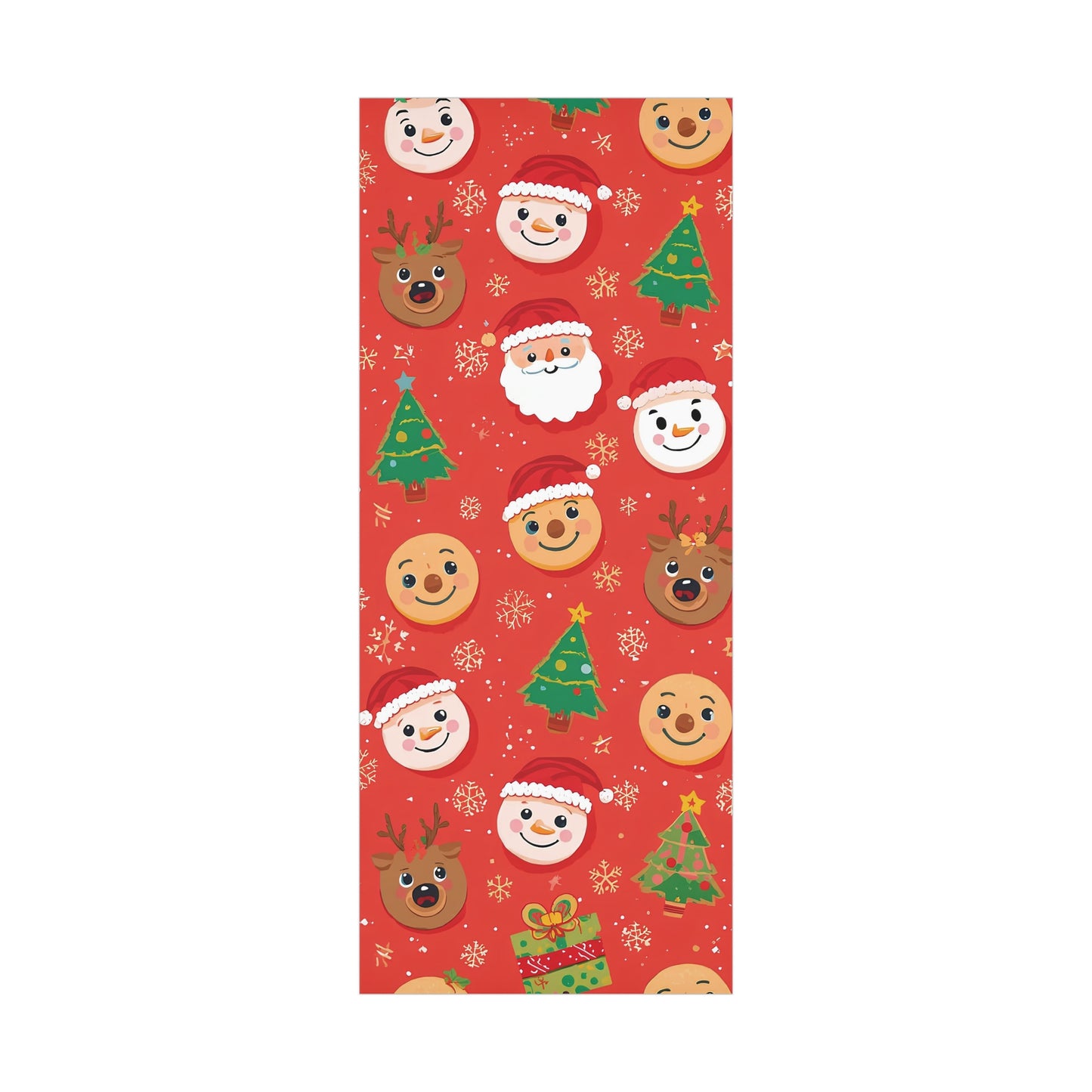Emoji Christmas Wrapping Paper – Fun Holiday Gift Wrap for Kids with Santa, Snowman & Reindeer Faces