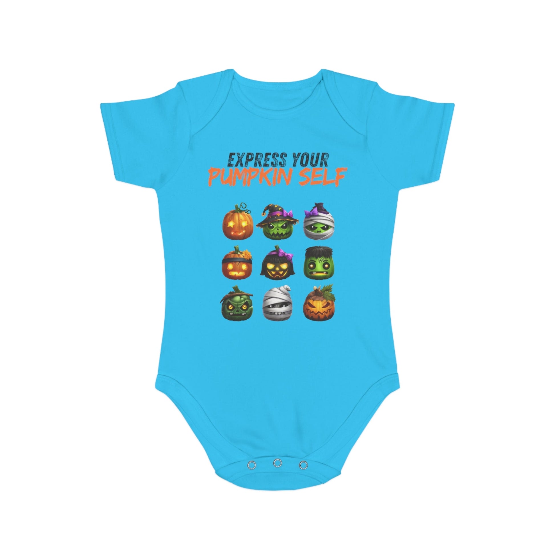 Halloween Baby Bodysuit, Express Your Pumpkin Self, Cute Infant Outfit, Spooky Baby Clothes, Fall Baby Gift, Pumpkin Costume - A Lid for Every Pot ~ Everyday Designz ~