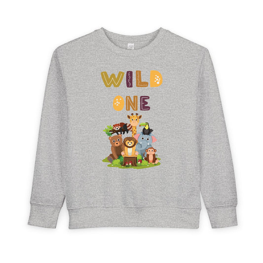 Wild One Toddler Sweatshirt - Cute Animal Design, Birthday Gift, Kids' Apparel, Playtime Outfit, Baby Shower Gift