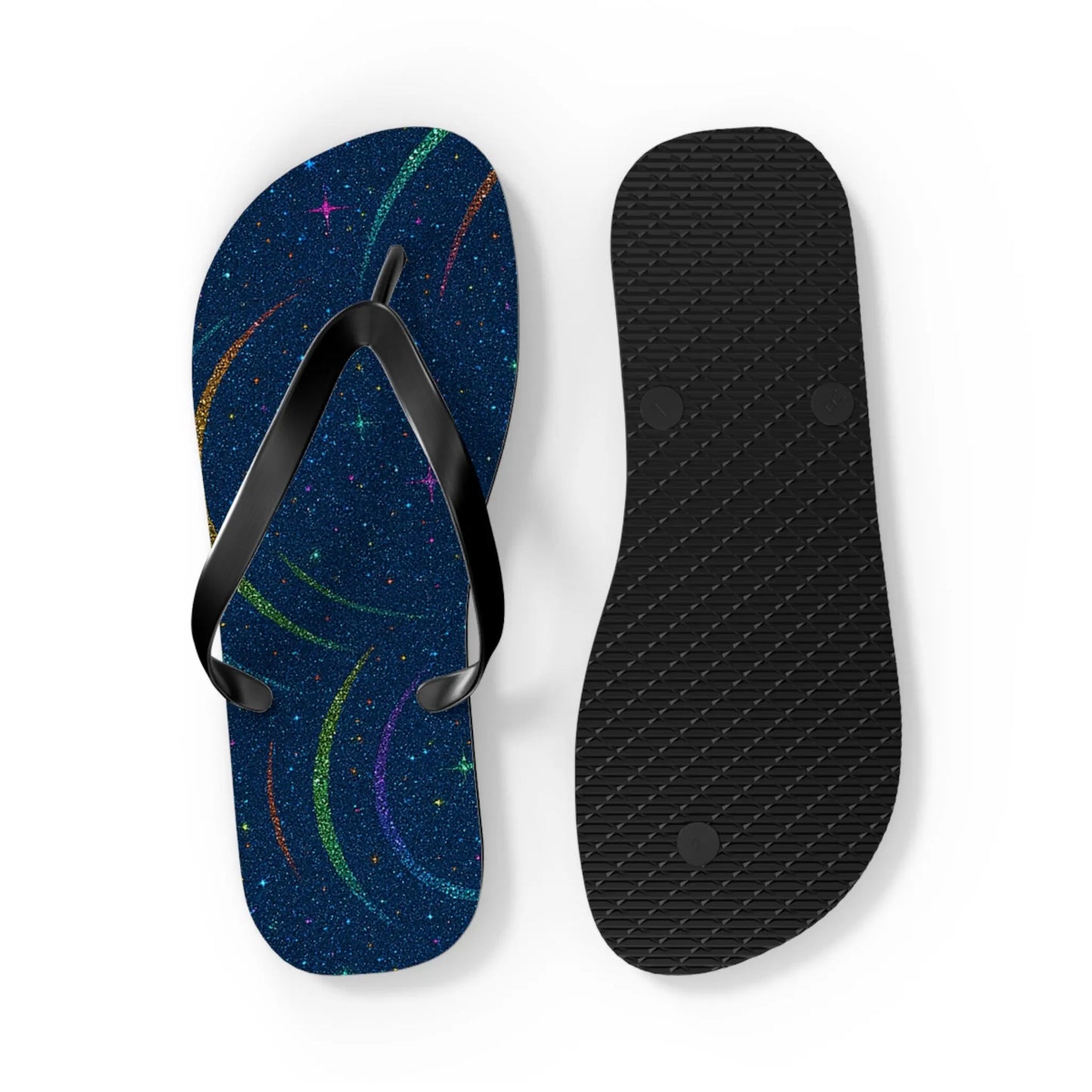 Cosmic Flip Flops | Starry Beach Sandals, Summer Footwear, Boho Style, Vacation Slides, Festival Accessories Printify