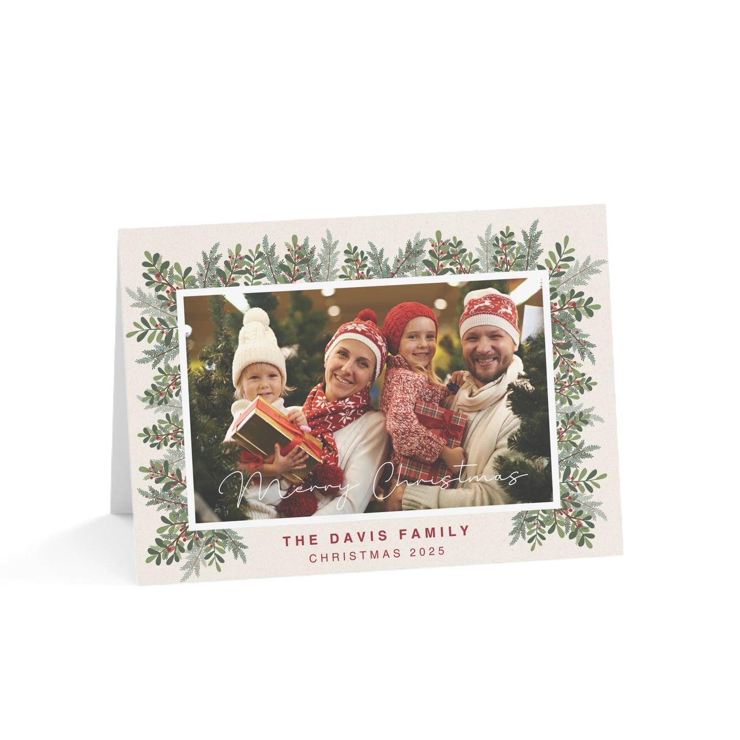 Personalized Family Christmas Cards Custom Photo Holiday Card Set 10 30 or 50 Pack with Envelopes Custom Printed Holiday Greeting