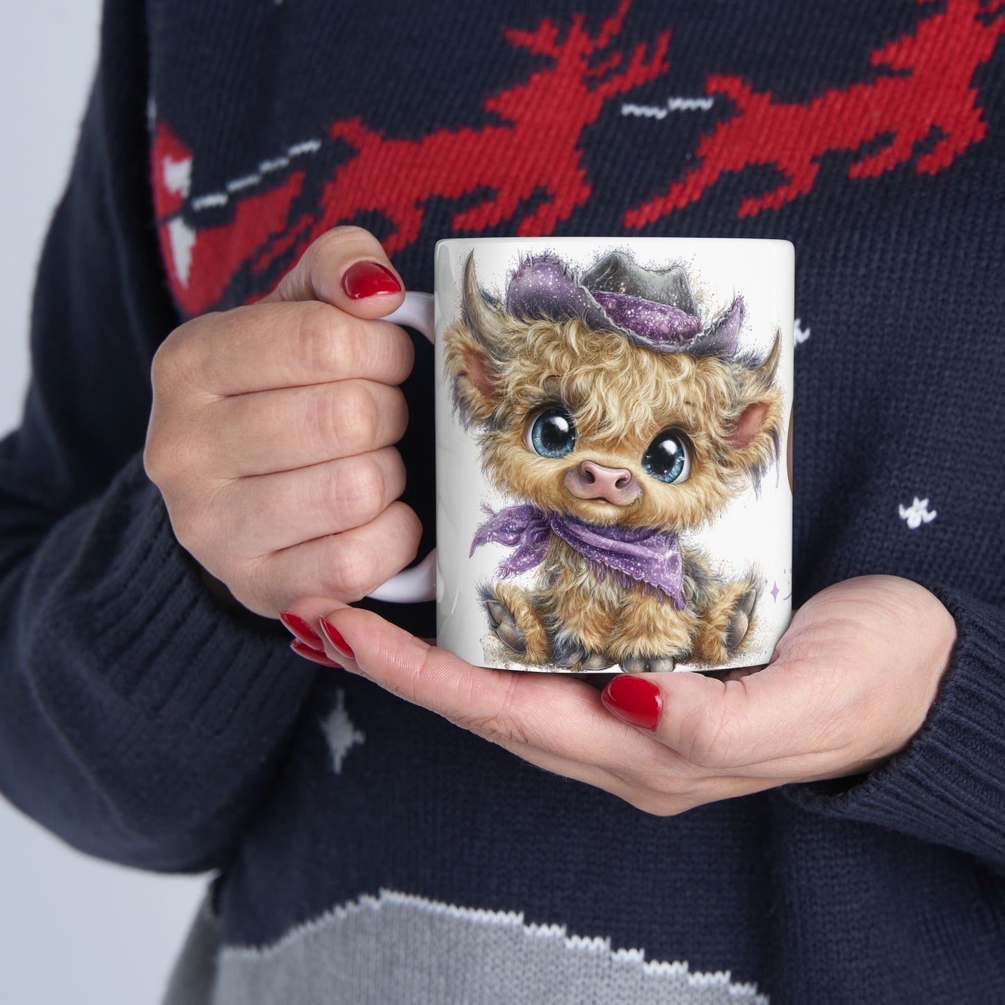 Highland Cow Coffee Mug Moo Re Coffee White Glossy Cup 11oz and 15oz