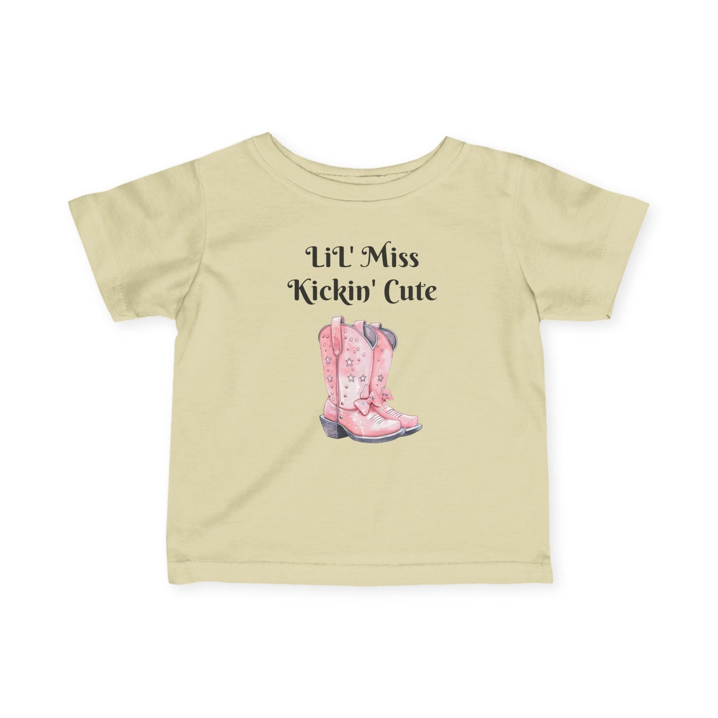 Lil' Miss Kickin' Cute Infant Tee, Baby Shirt, Toddler Clothing, Western Theme Outfit, Cute Baby Gift, Birthday Present Printify