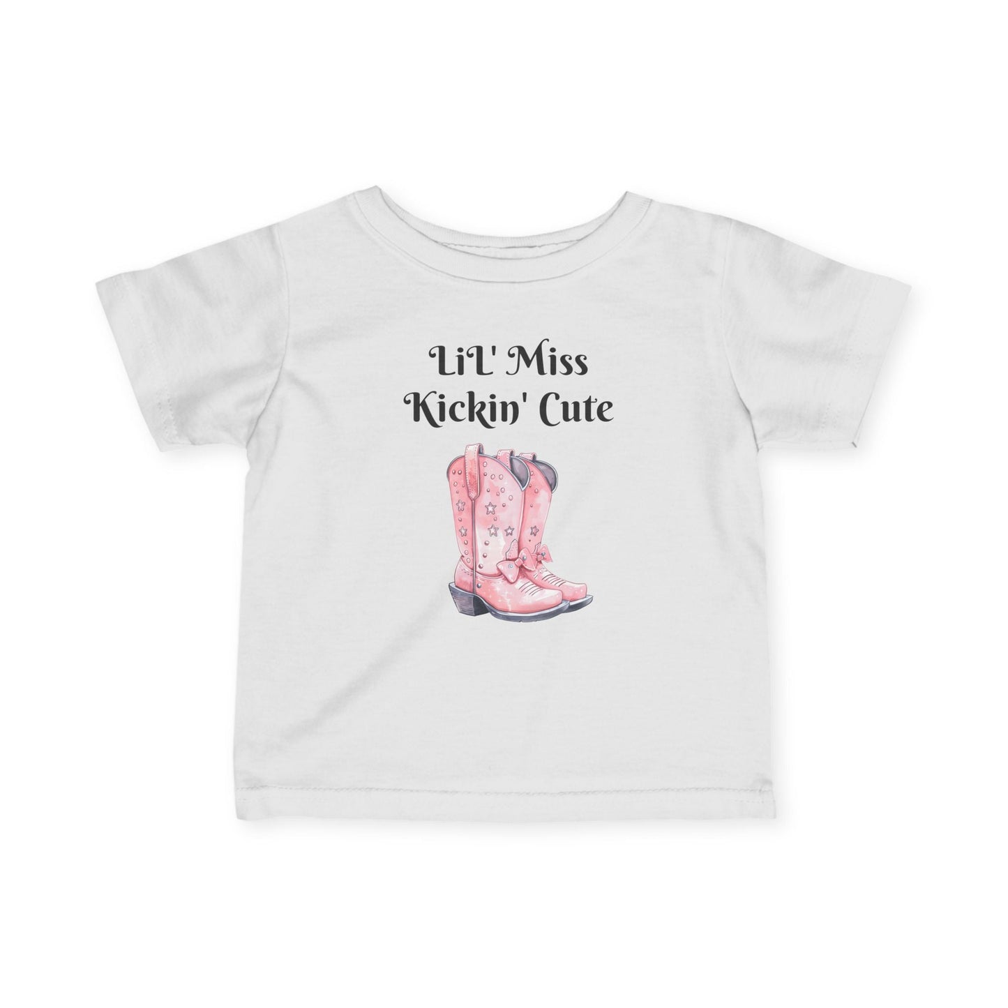 Lil' Miss Kickin' Cute Infant Tee, Baby Shirt, Toddler Clothing, Western Theme Outfit, Cute Baby Gift, Birthday Present Printify