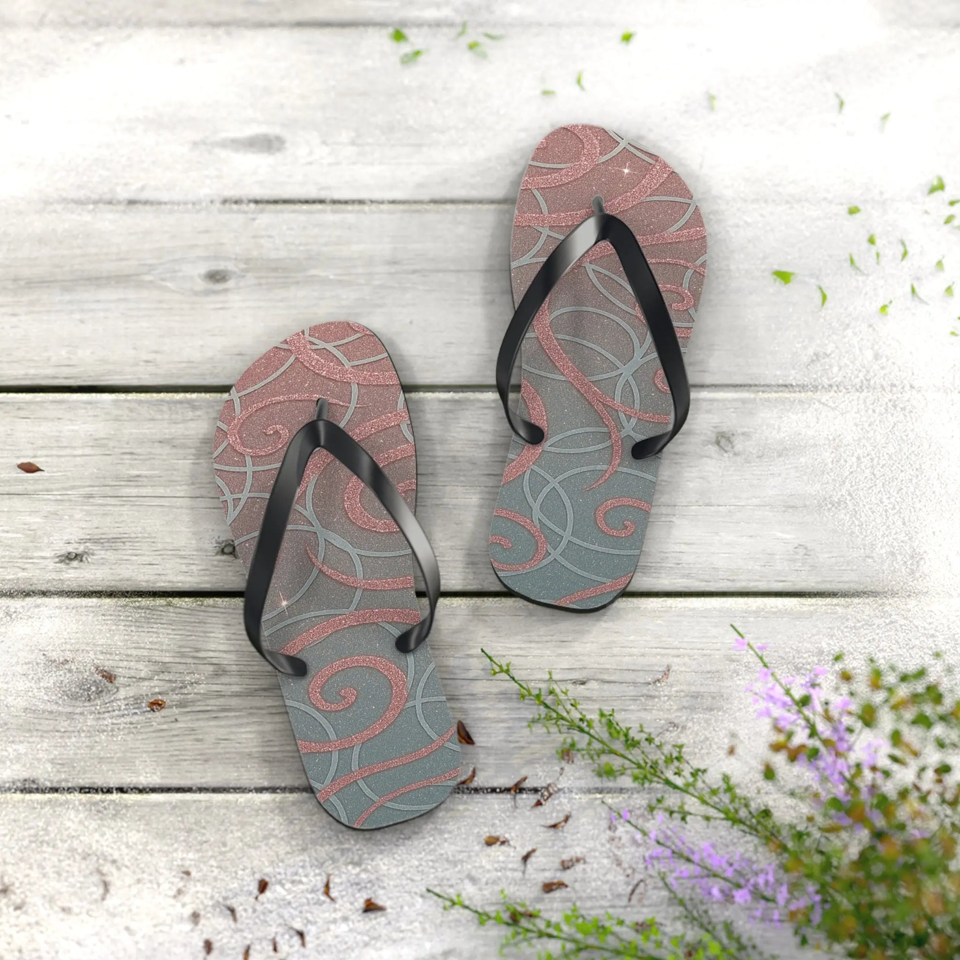 Elegant Swirl Flip Flops | Stylish Summer Footwear, Beach Vibes, Vacation Sandals, Poolside Comfort, Perfect Gift Printify