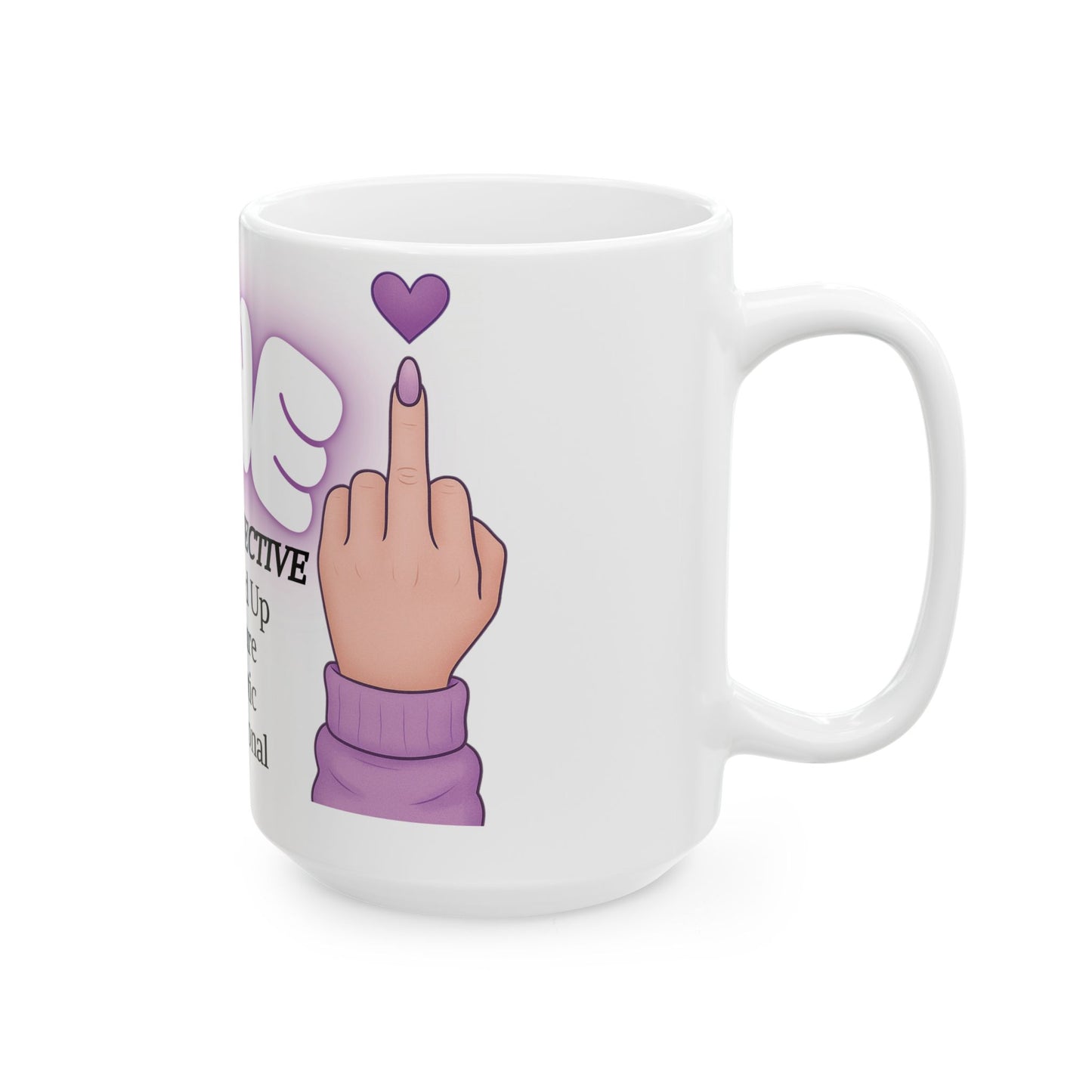 Pretty FINE Mug Funny Middle Finger Coffee Cup, Sarcastic Definition Mug, Feminine Purple Aesthetic Gift for Best Friend or Coworker