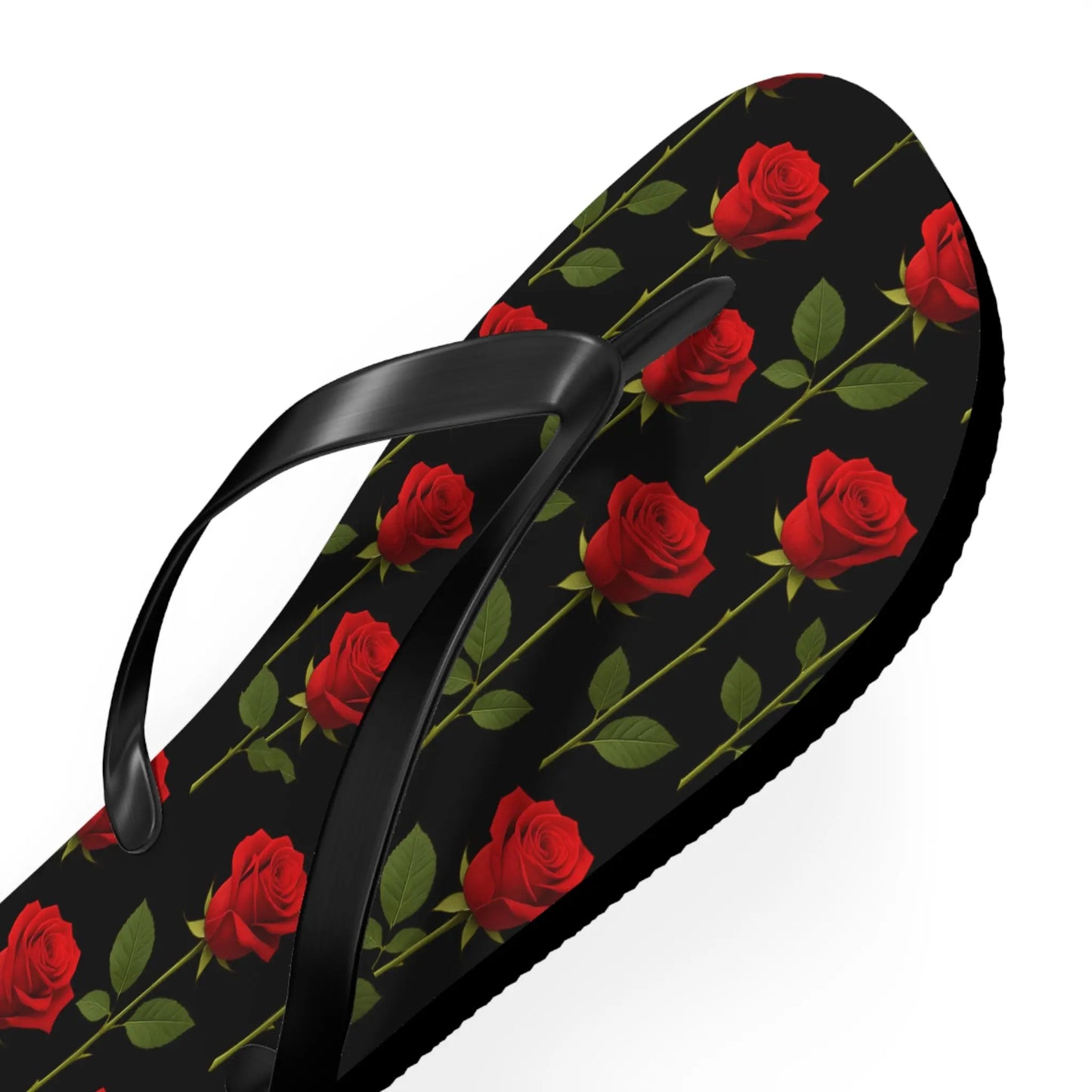Flip Flops - Long Stemmed Roses Beach Sandals Printify