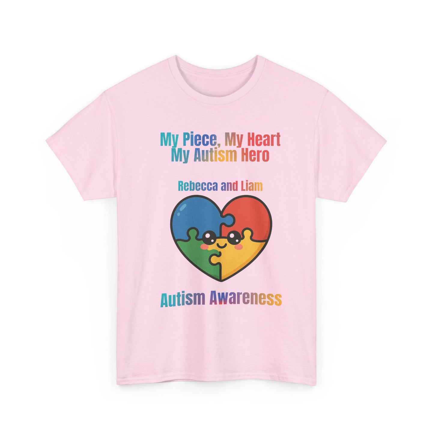 Customizable Autism Awareness Tee, My Piece My Heart Hero Shirt, Unisex Cotton Tee, Puzzle Heart Design, Inclusive Apparel