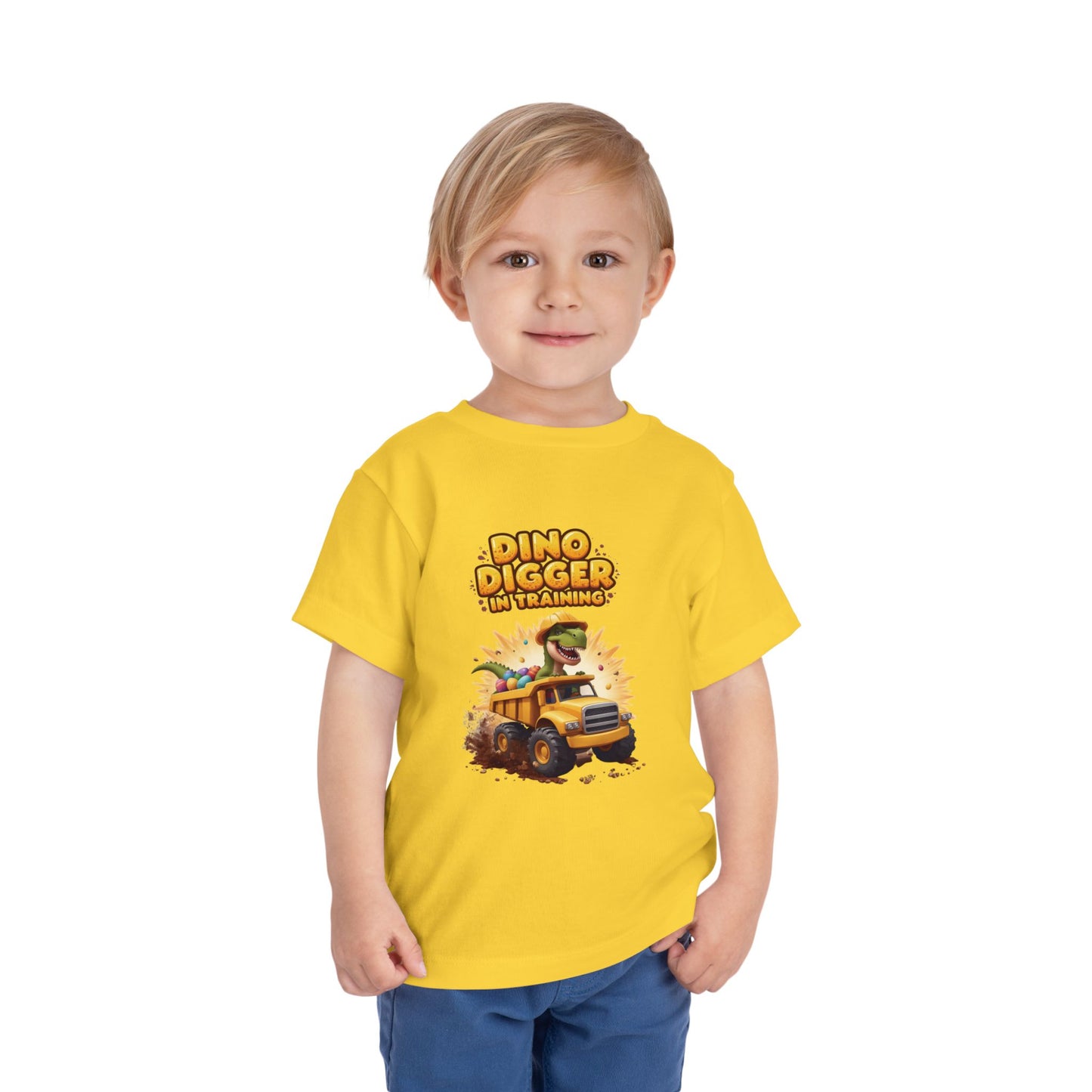 Dino Digger Toddler Tee - Fun Dino Excavator T-Shirt, Kids Gift, Birthday Outfit, Playwear, Cute Dinosaur Apparel