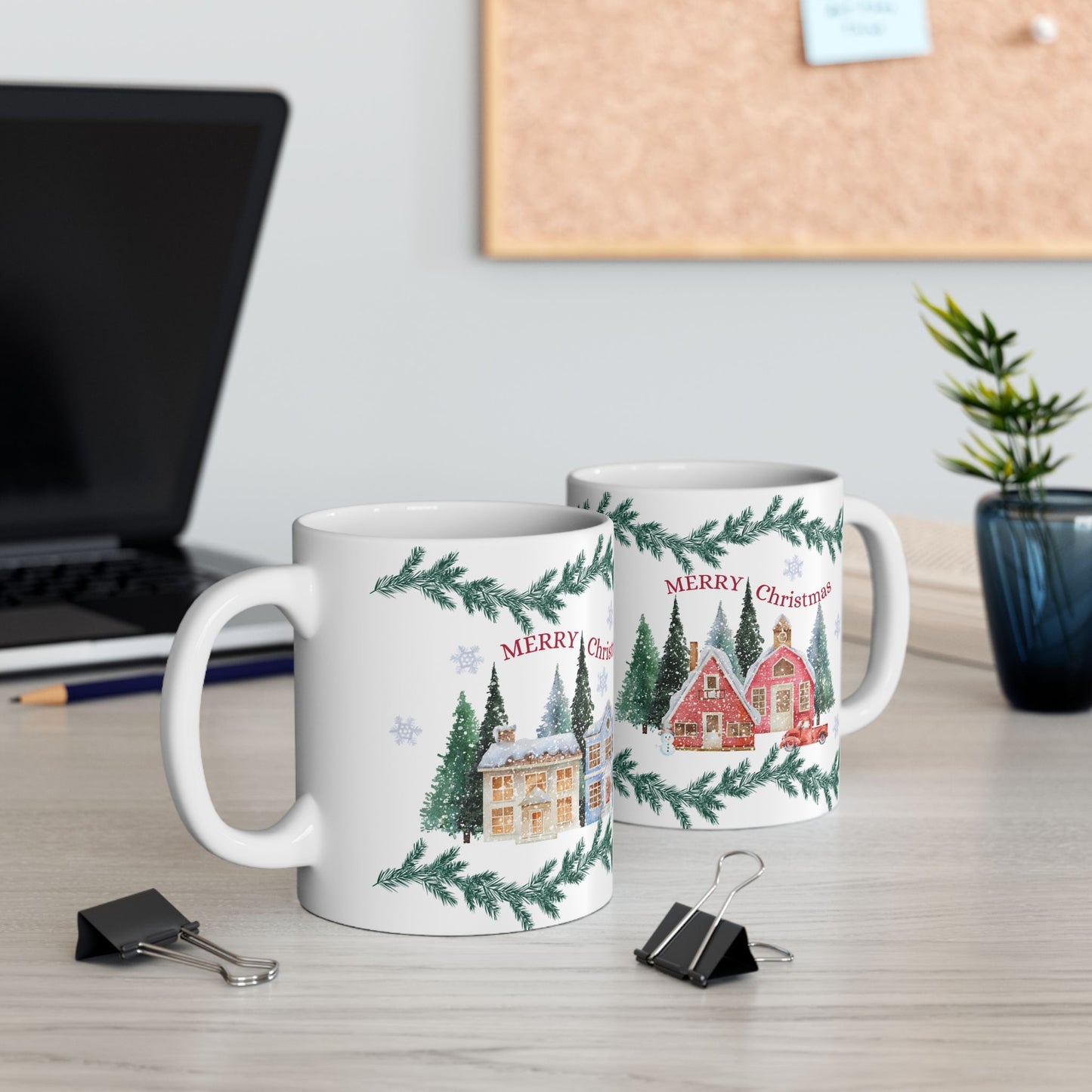 Christmas-Themed Ceramic Mug, Holiday Gift, Festive Drinkware, Winter Decor, Home & Kitchen, Coffee/Tea Cup
