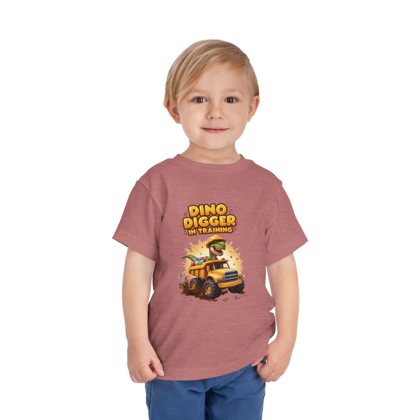 Dino Digger Toddler Tee - Fun Dino Excavator T-Shirt, Kids Gift, Birthday Outfit, Playwear, Cute Dinosaur Apparel