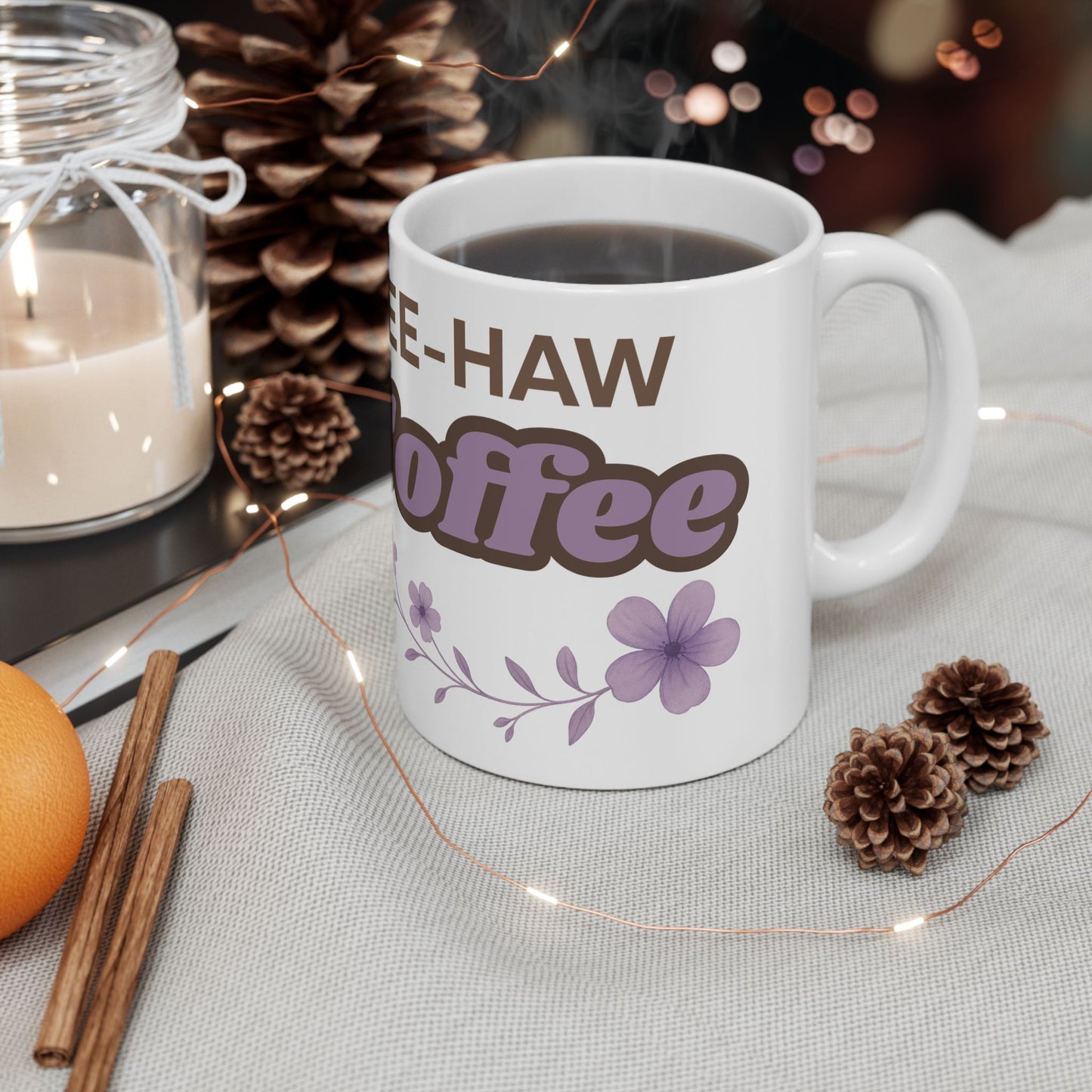 Cowgirl Pony Coffee Mug Yee Haw Coffee White Glossy Cup 11oz and 15oz