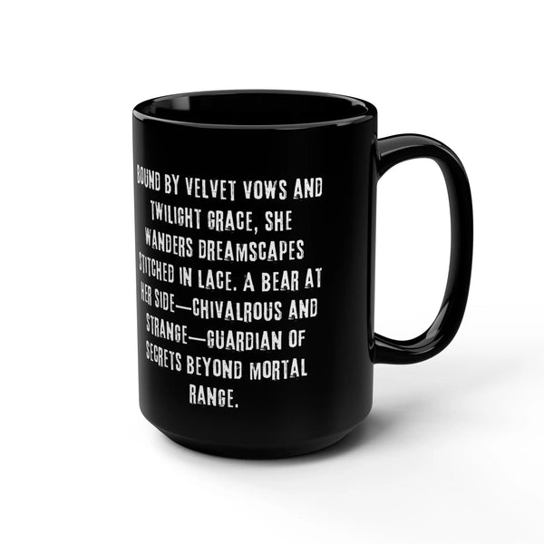 Mug: Gothic Child and Enchanting Bear 15oz Black Mug with Poem A Lid for Every Pot ~Everyday Designz~
