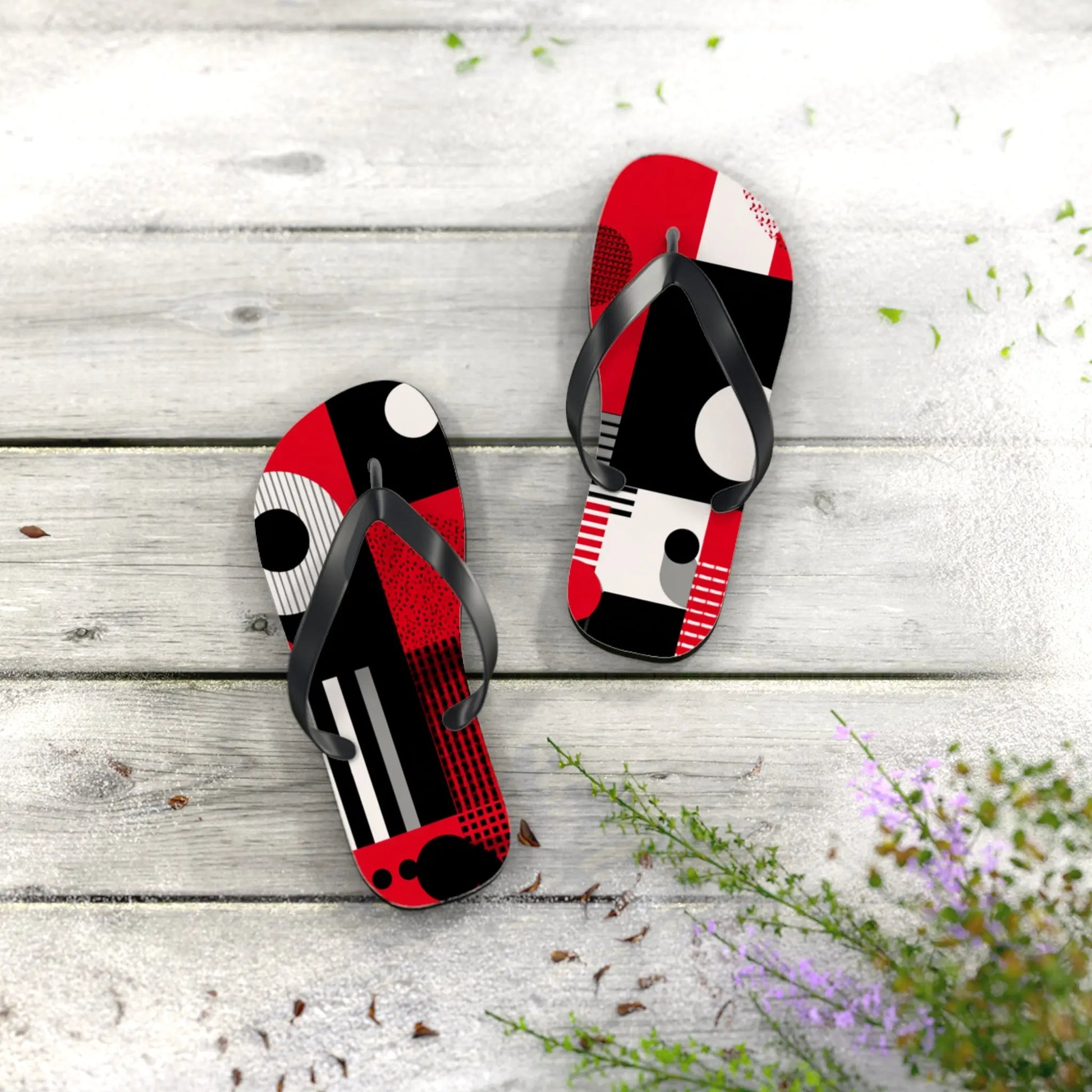 Flip Flops Ladybug Color inspired Geometric Patterns Printify