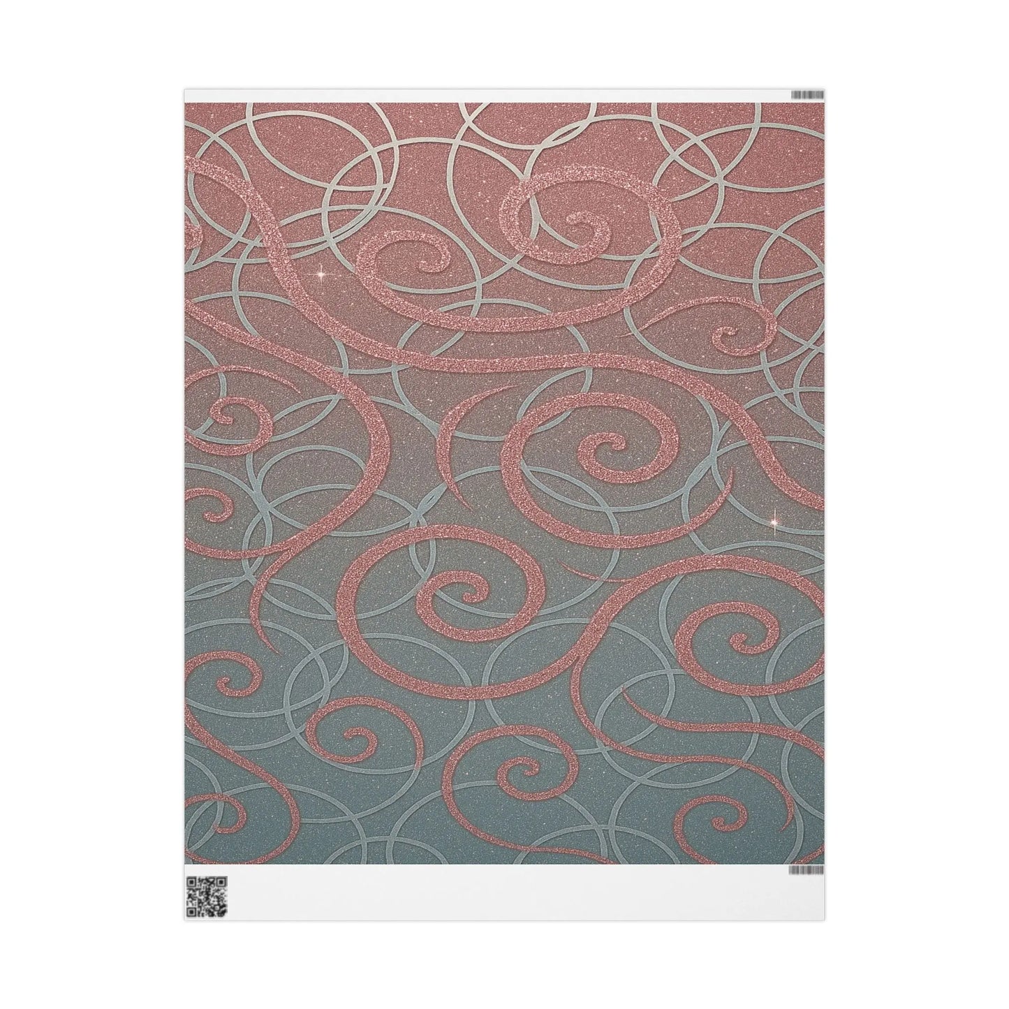 Wrapping Papers - Elegant Ombre Silver and Pink Sparkling Swirls Printify
