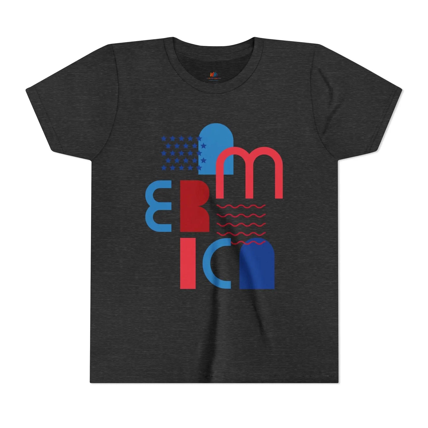 Youth Americana Short Sleeve Tee, Summer Fun Shirt, Patriotic Kids Top, Gift for Independence Day, Red White Blue Tee Printify