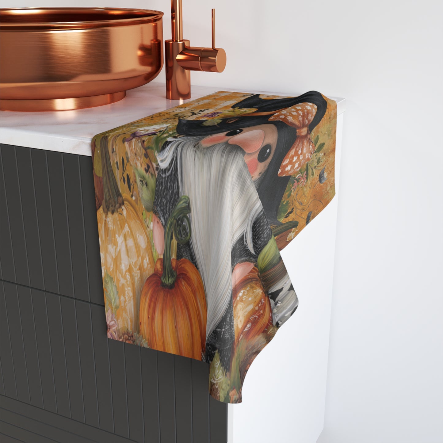 Fall Gnome Hand Towel | Seasonal Kitchen Decor, Fall Home Accents, Gnome Lovers Gift, Thanksgiving Towel, Cozy Kitchen Decor