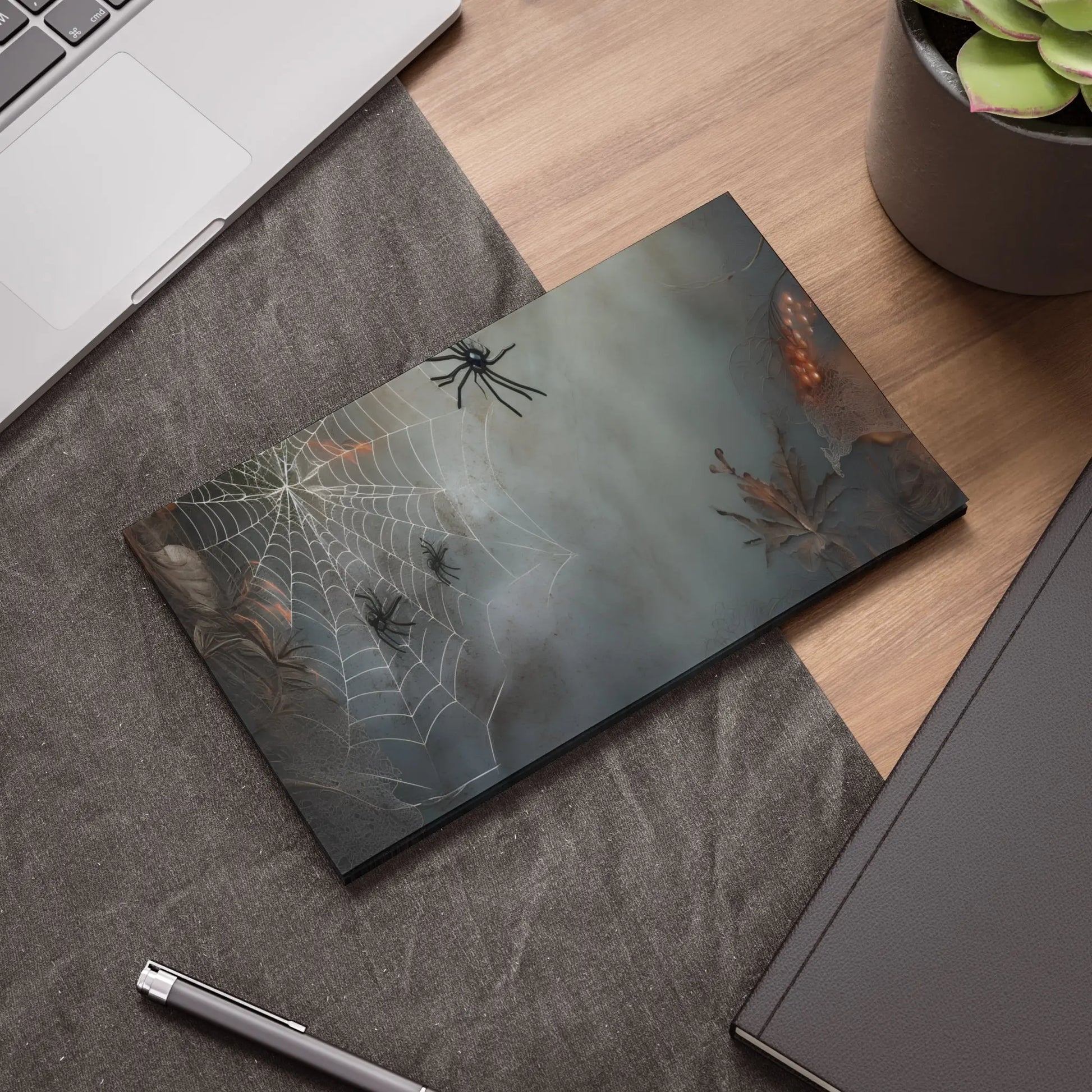 Note Pads - Spooky Spider and Web Design Halloween Stationery Printify