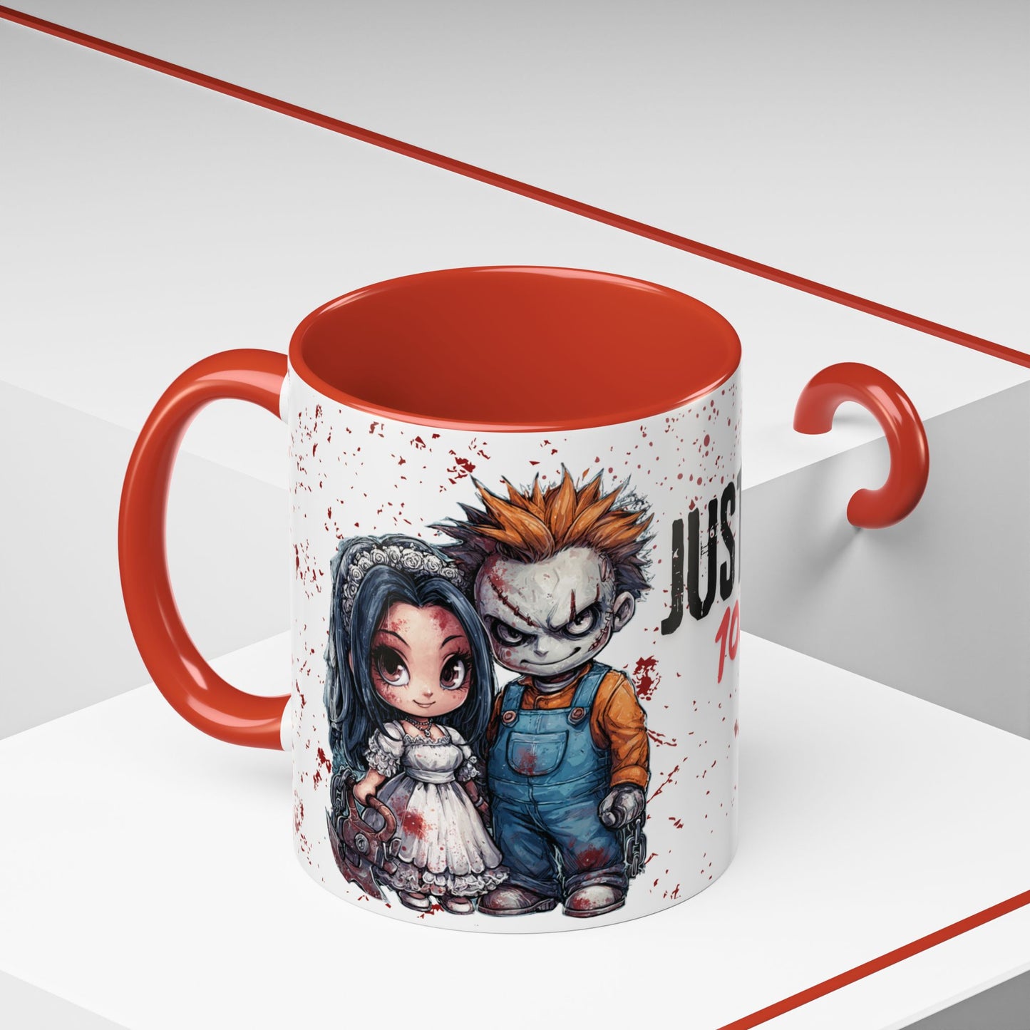 Accent Coffee Mug - Gothic Halloween Bride and Groom Just Stitched Personalized Mug