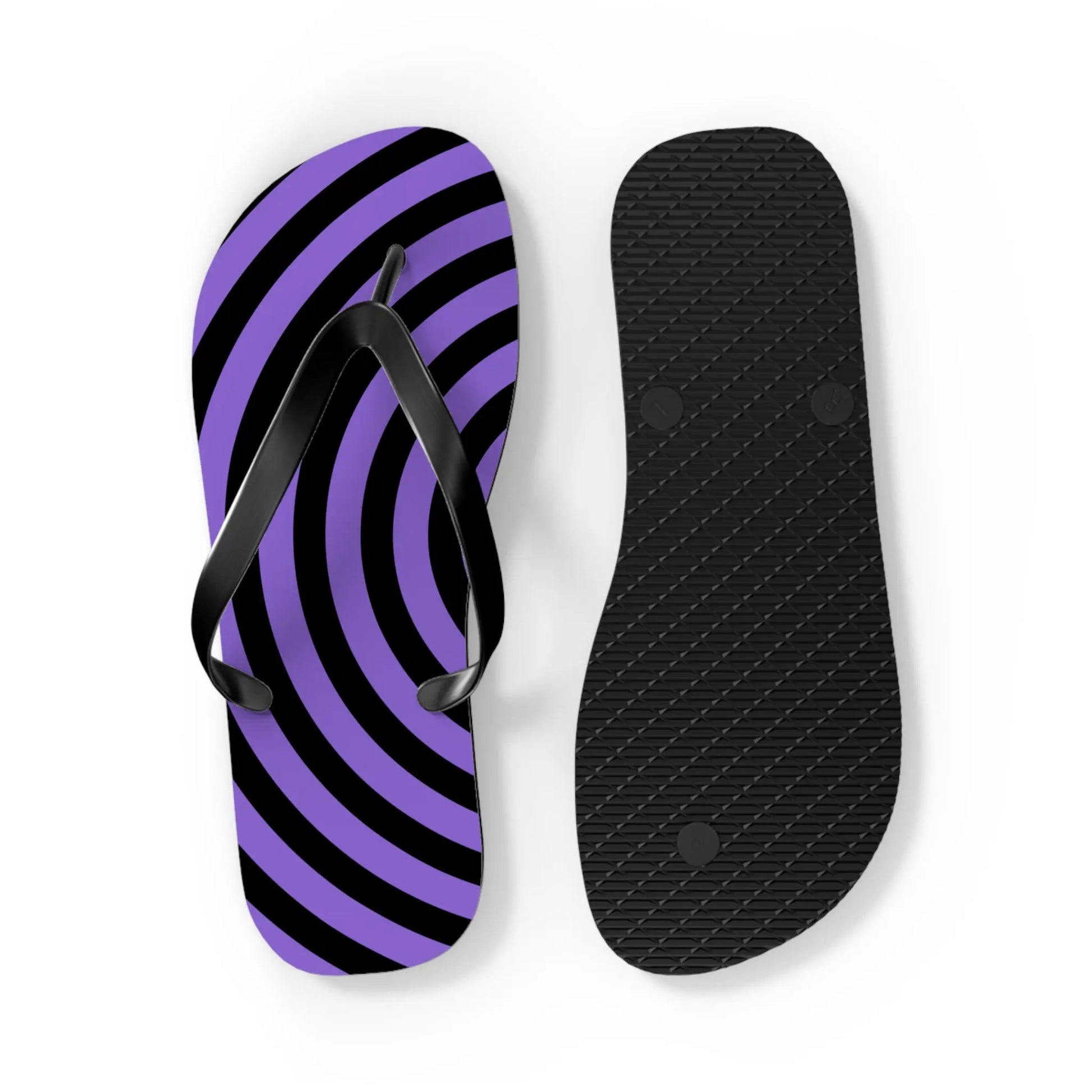 Spiral Flip Flops - Trendy Purple Design for Beach Days Printify