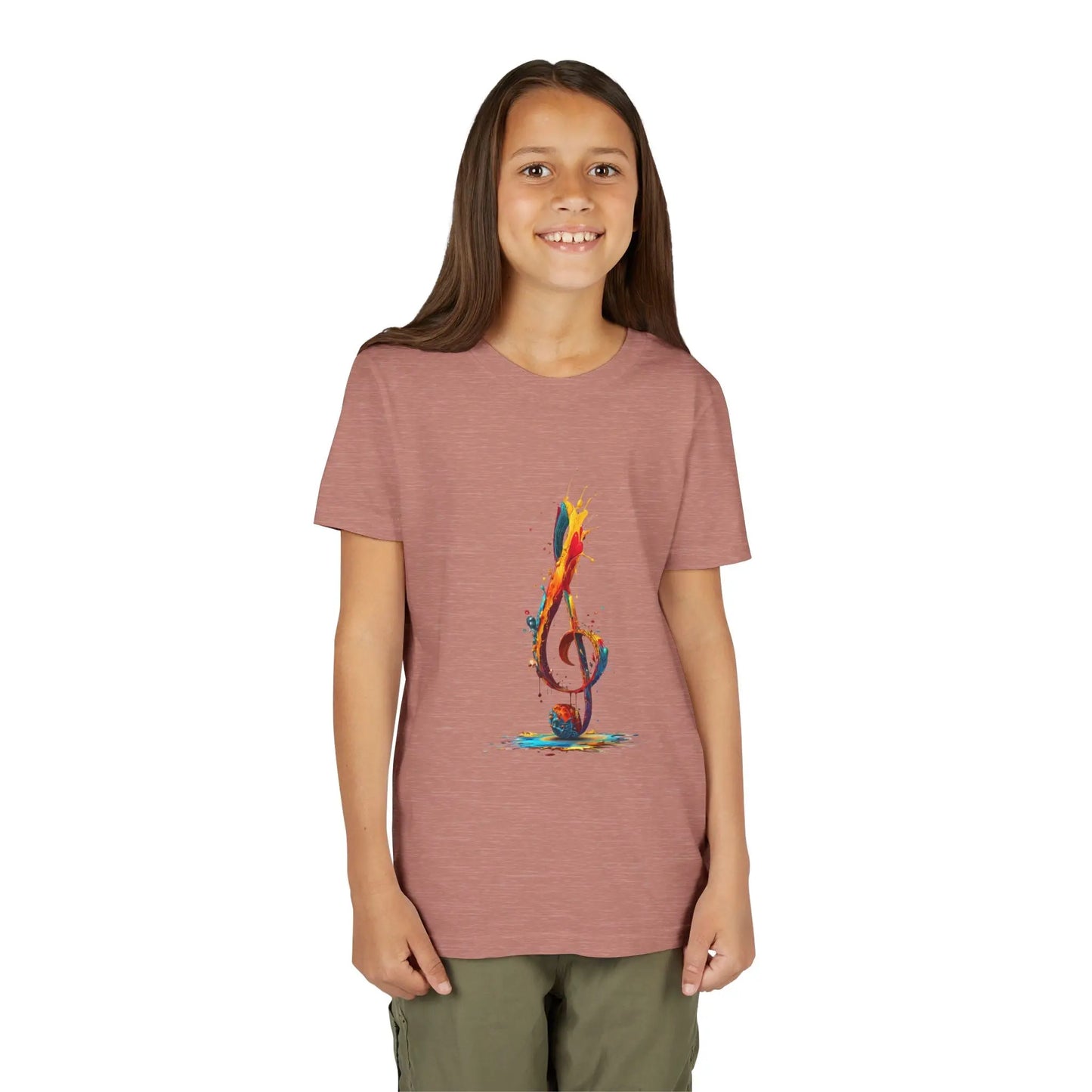 Youth Music Note Tee, Colorful Treble Clef Shirt, Printify