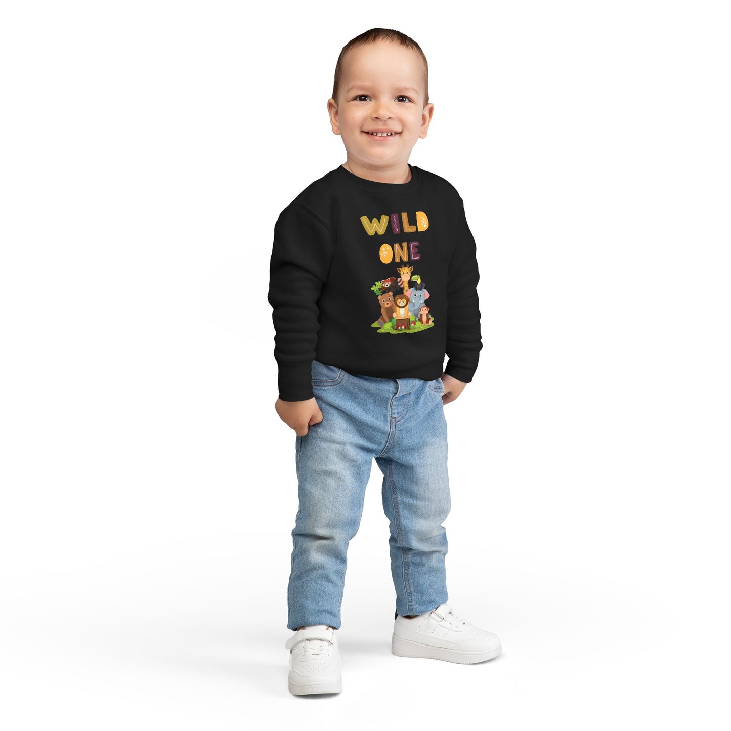 Wild One Toddler Sweatshirt - Cute Animal Design, Birthday Gift, Kids' Apparel, Playtime Outfit, Baby Shower Gift