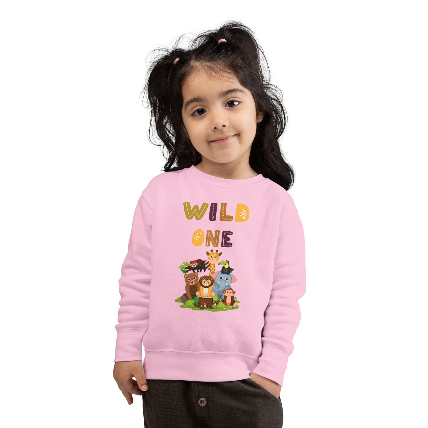 Wild One Toddler Sweatshirt - Cute Animal Design, Birthday Gift, Kids' Apparel, Playtime Outfit, Baby Shower Gift