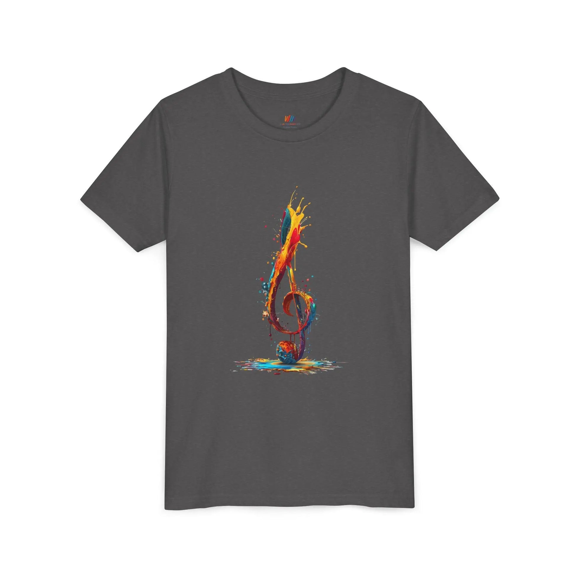 Youth Music Note Tee, Colorful Treble Clef Shirt, Printify