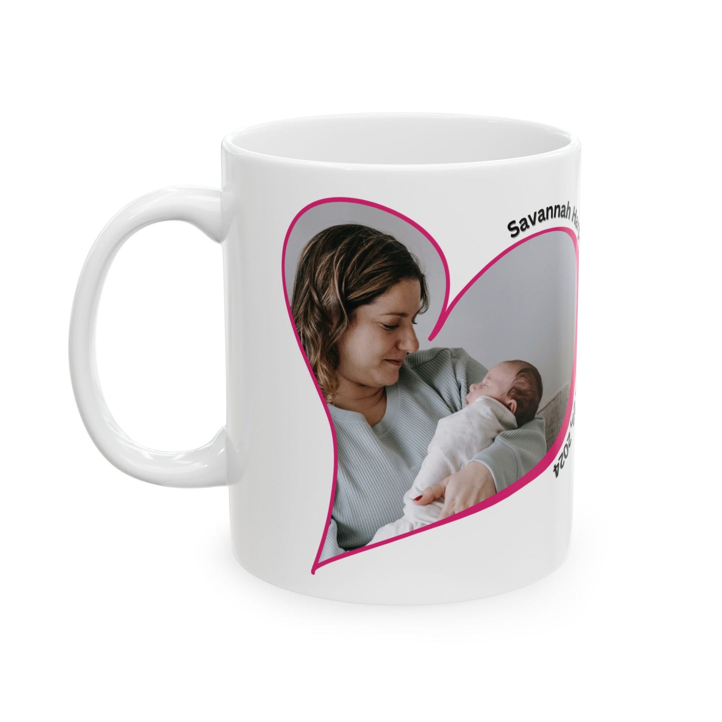Personalized Baby Keepsake Mug Custom Newborn Photo Heart Coffee Cup With Name and Birth Date Gift 11oz 15oz