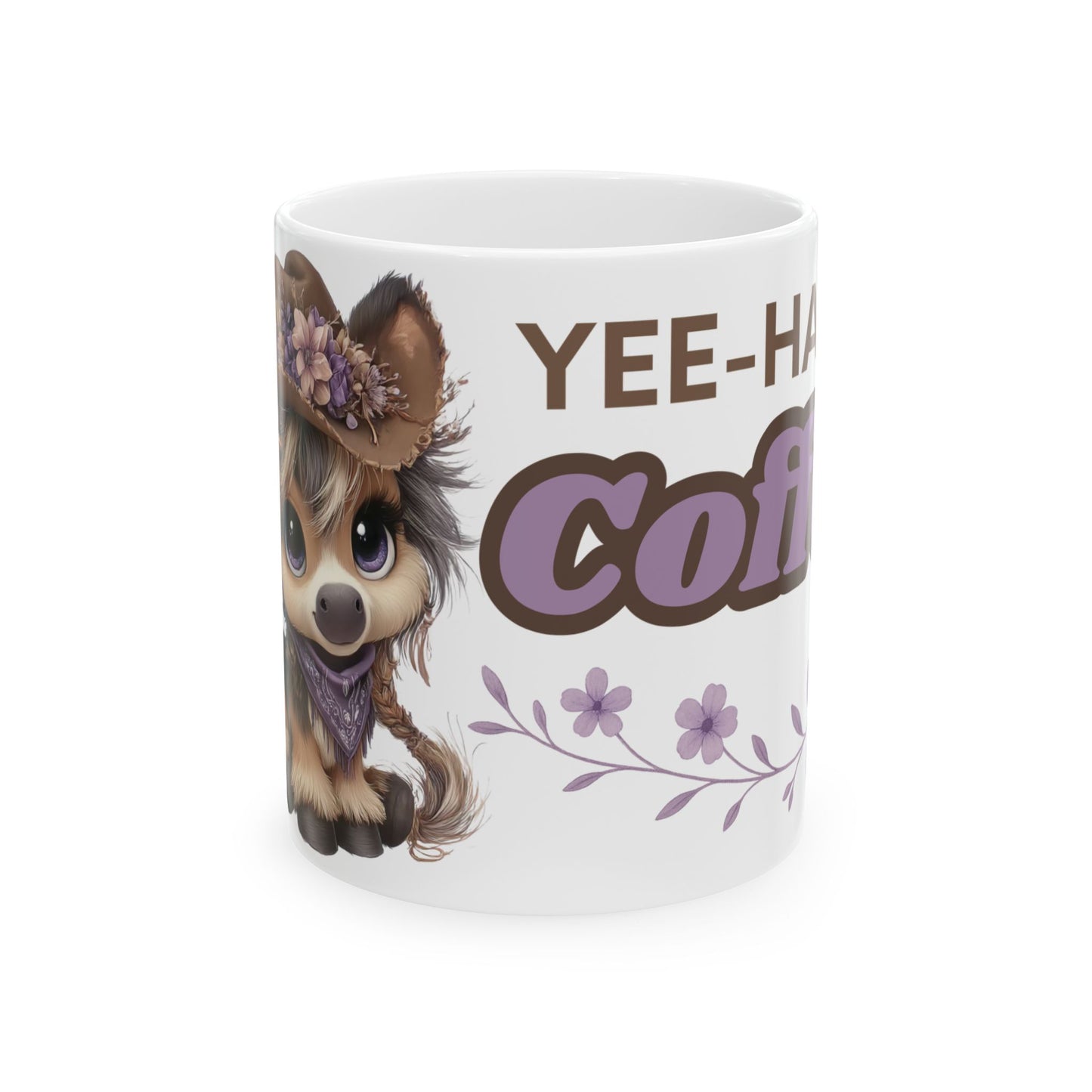 Cowgirl Pony Coffee Mug Yee Haw Coffee White Glossy Cup 11oz and 15oz