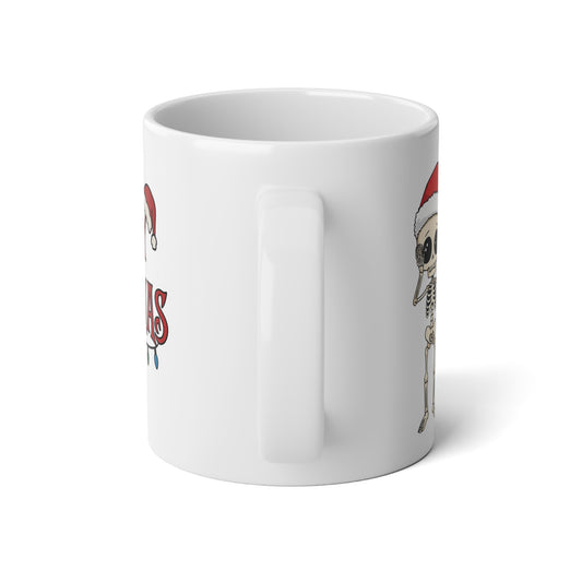 Christmas Skeleton Jumbo Mug Hear No Evil See No Evil Speak No Evil Skeletons with Merry Christmas Lights Gothic Holiday Coffee Cup