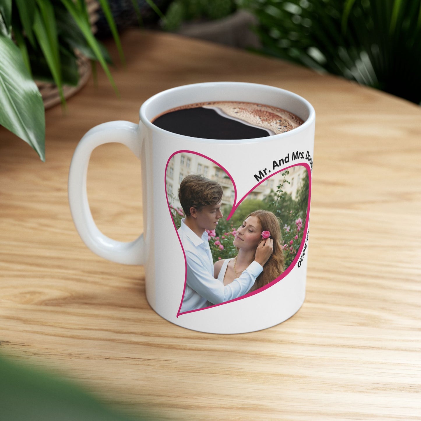 Personalized Wedding Anniversary Mug Custom Photo Heart Coffee Cup With Names and Date Keepsake Gift 11oz 15oz