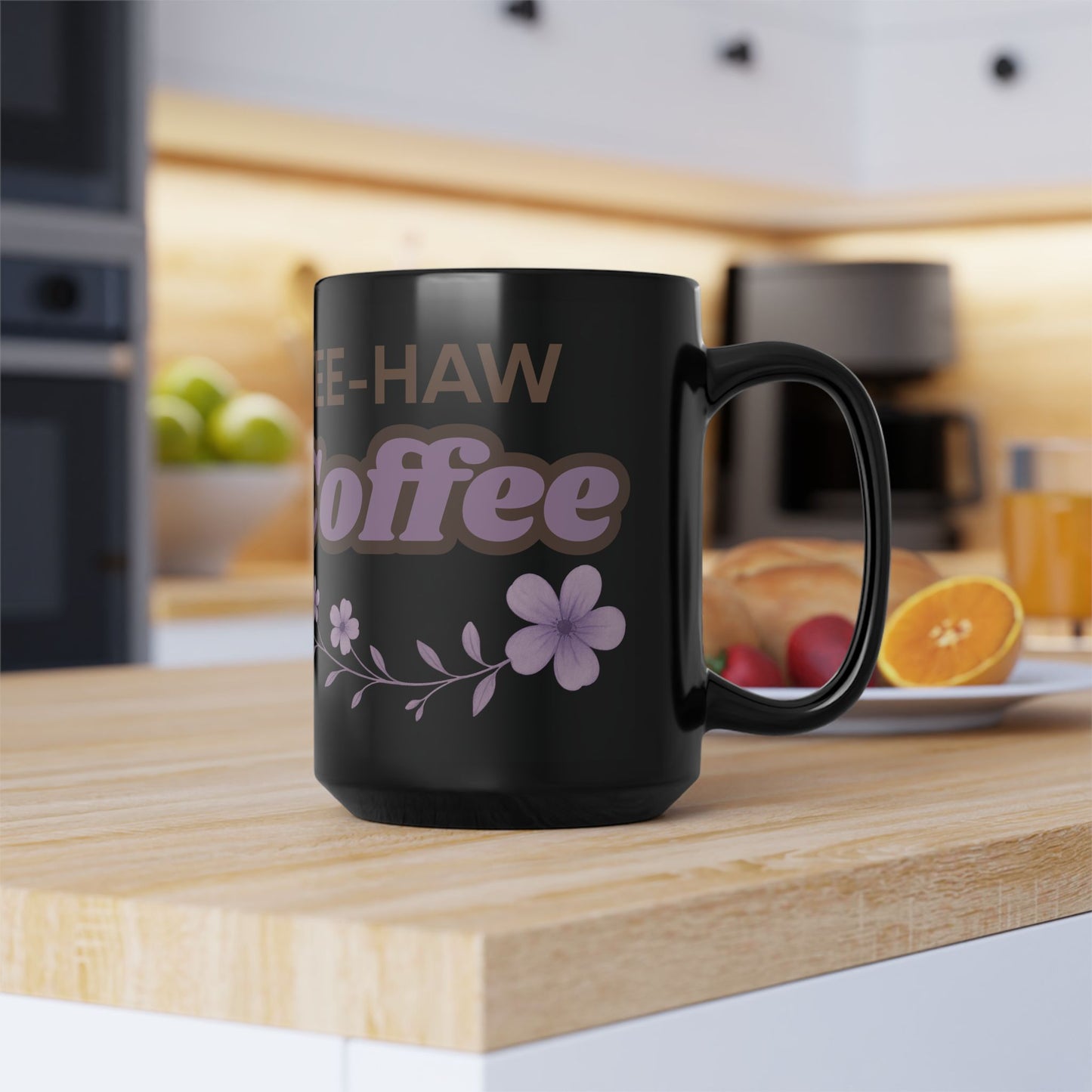 Cowgirl Pony Coffee Mug Yee Haw Coffee Black Glossy Cup 11oz and 15oz