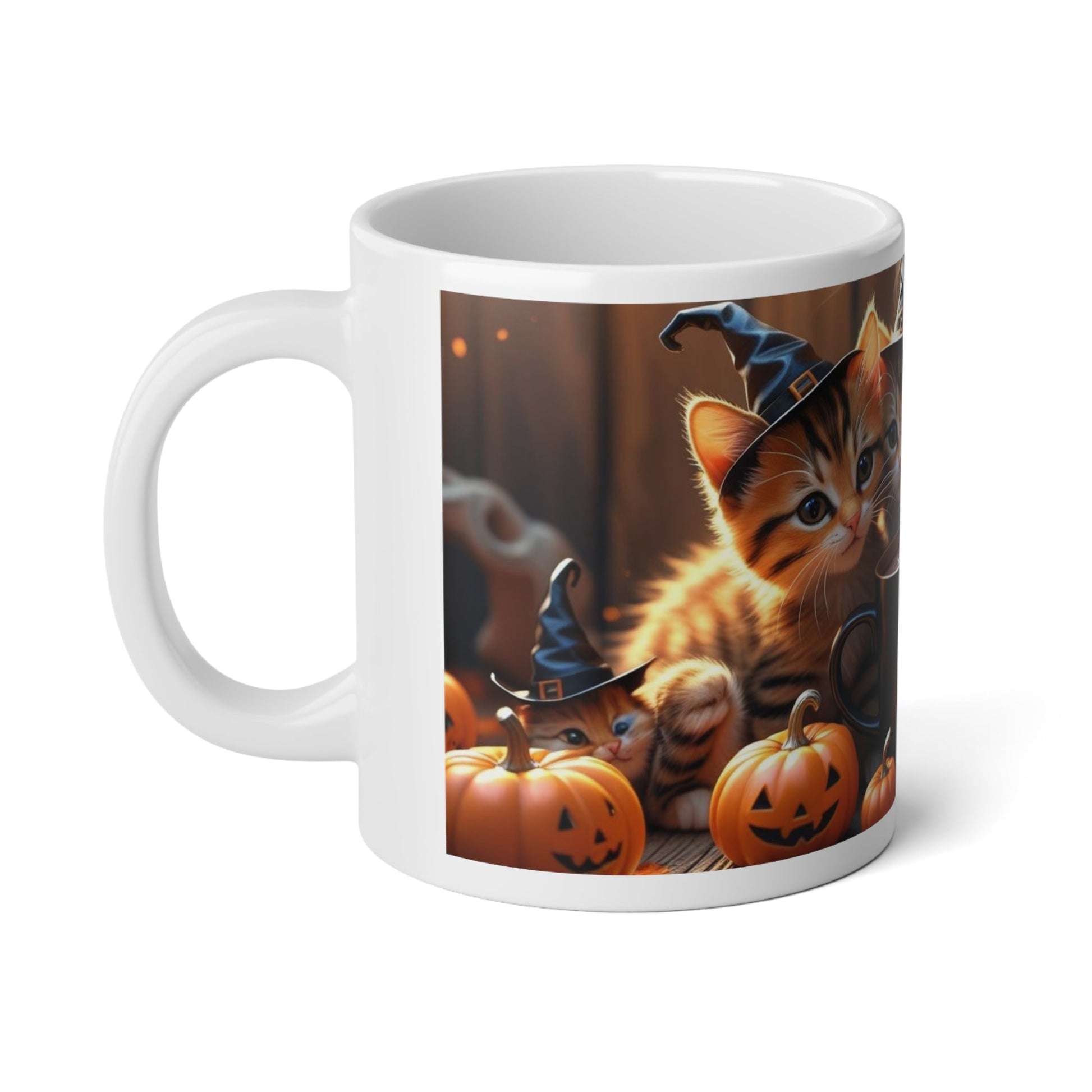 Halloween Cat Jumbo Mug, 20oz - Cute Kittens, Pumpkin Decor, Fall Coffee Cup, Spooky Gifts for Cat Lovers, Fall Home Decor, Holiday Mug Printify