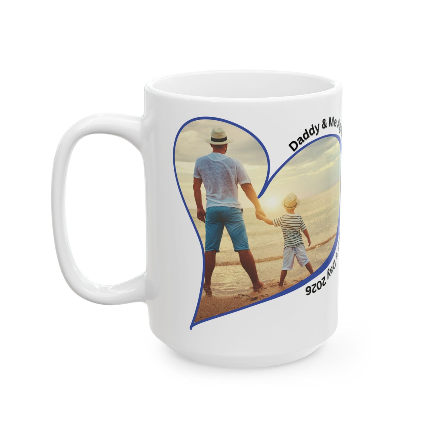 Personalized Fathers Day Mug Custom Photo Heart Coffee Cup With Name and Date Keepsake Gift 11oz 15oz