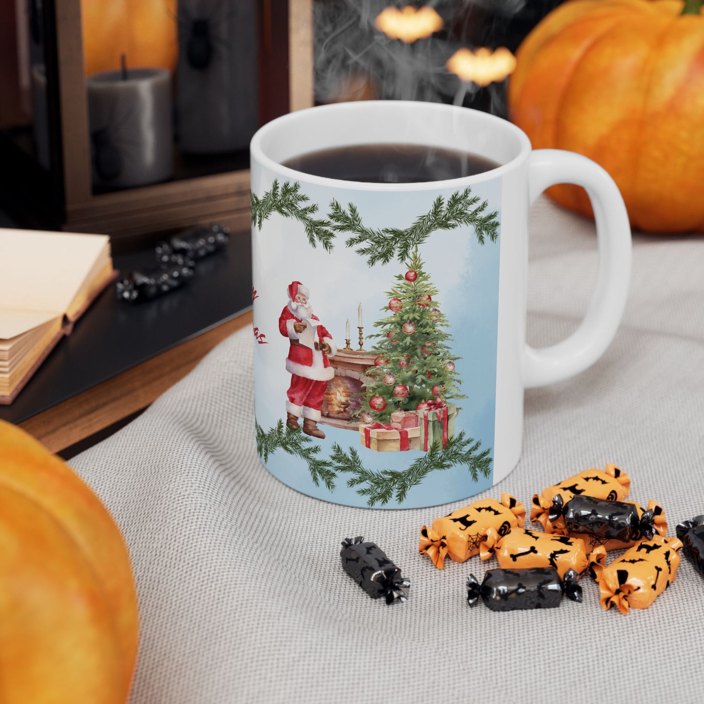 Merry Christmas Ceramic Mug, Holiday Gift, Festive Coffee Cup, Christmas Decor, Seasonal Beverageware